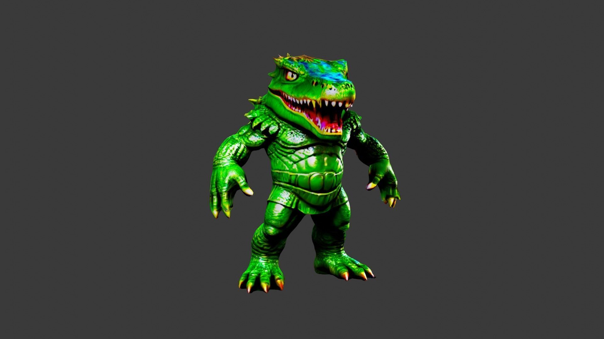 Crocodile Man Low-poly 3D model_4