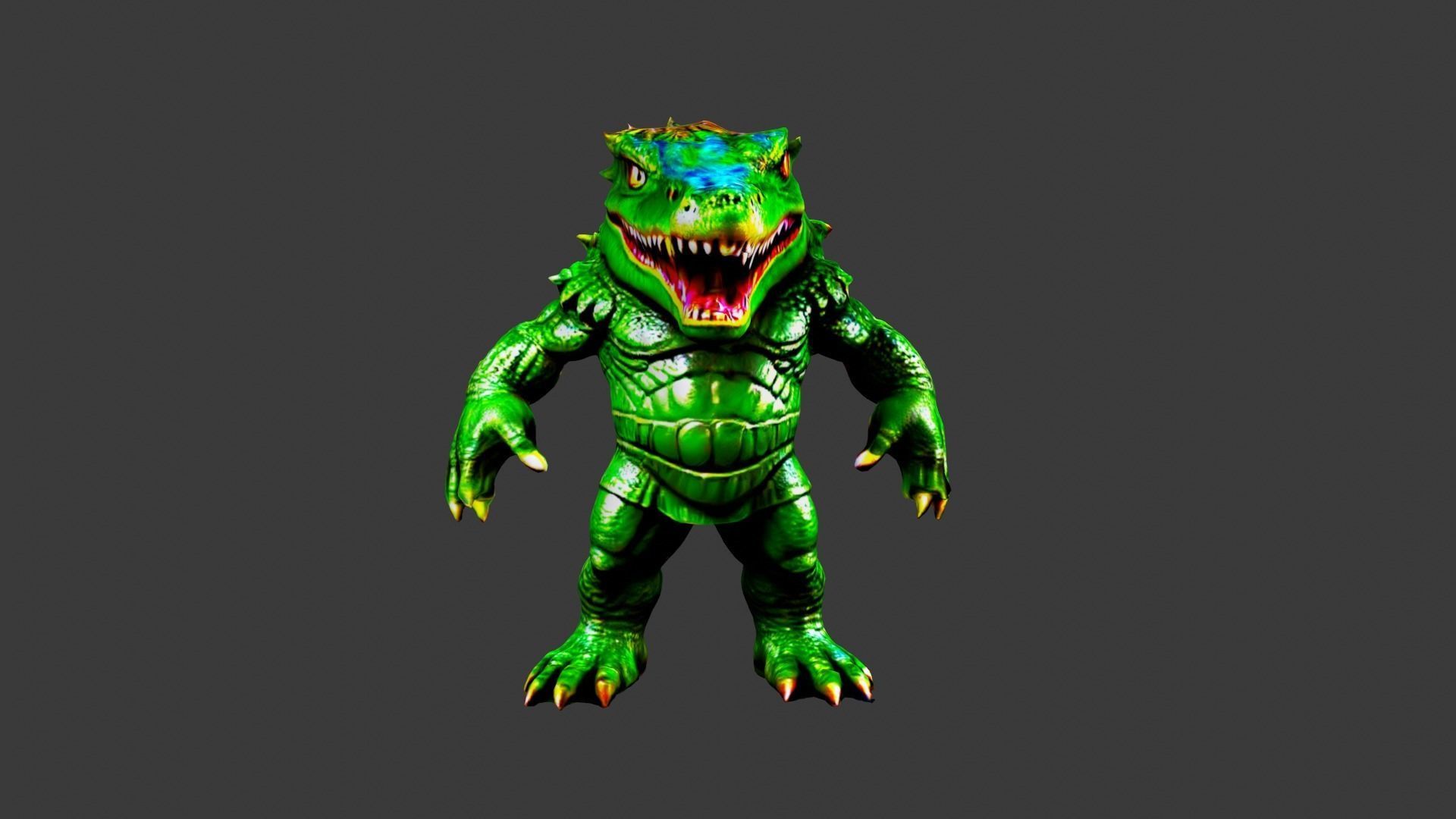 Crocodile Man Low-poly 3D model_1