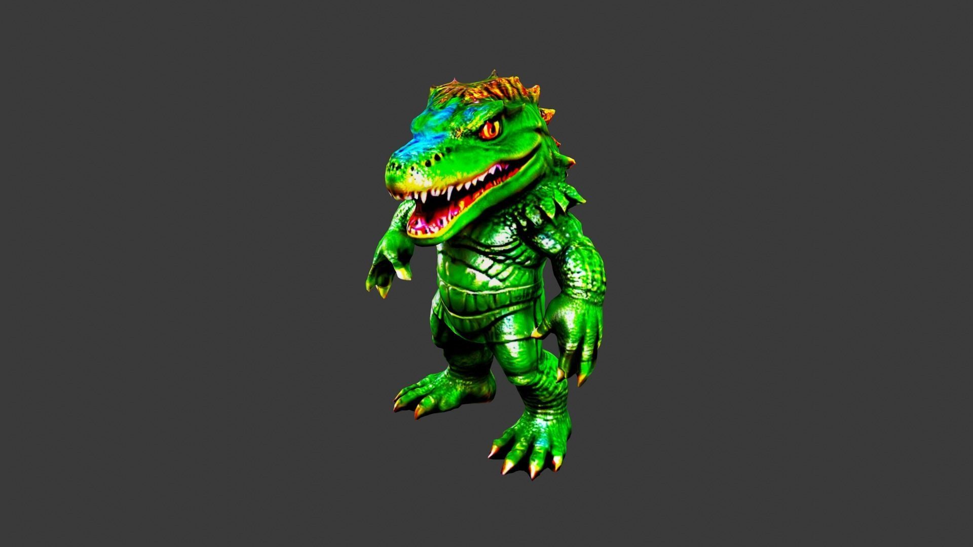 Crocodile Man Low-poly 3D model_2
