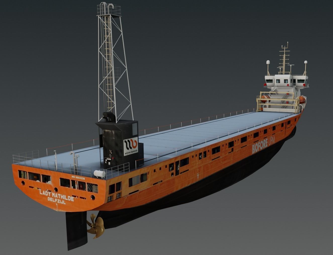 Dry bulk cargo ship 3d model Low-poly 3D model_1