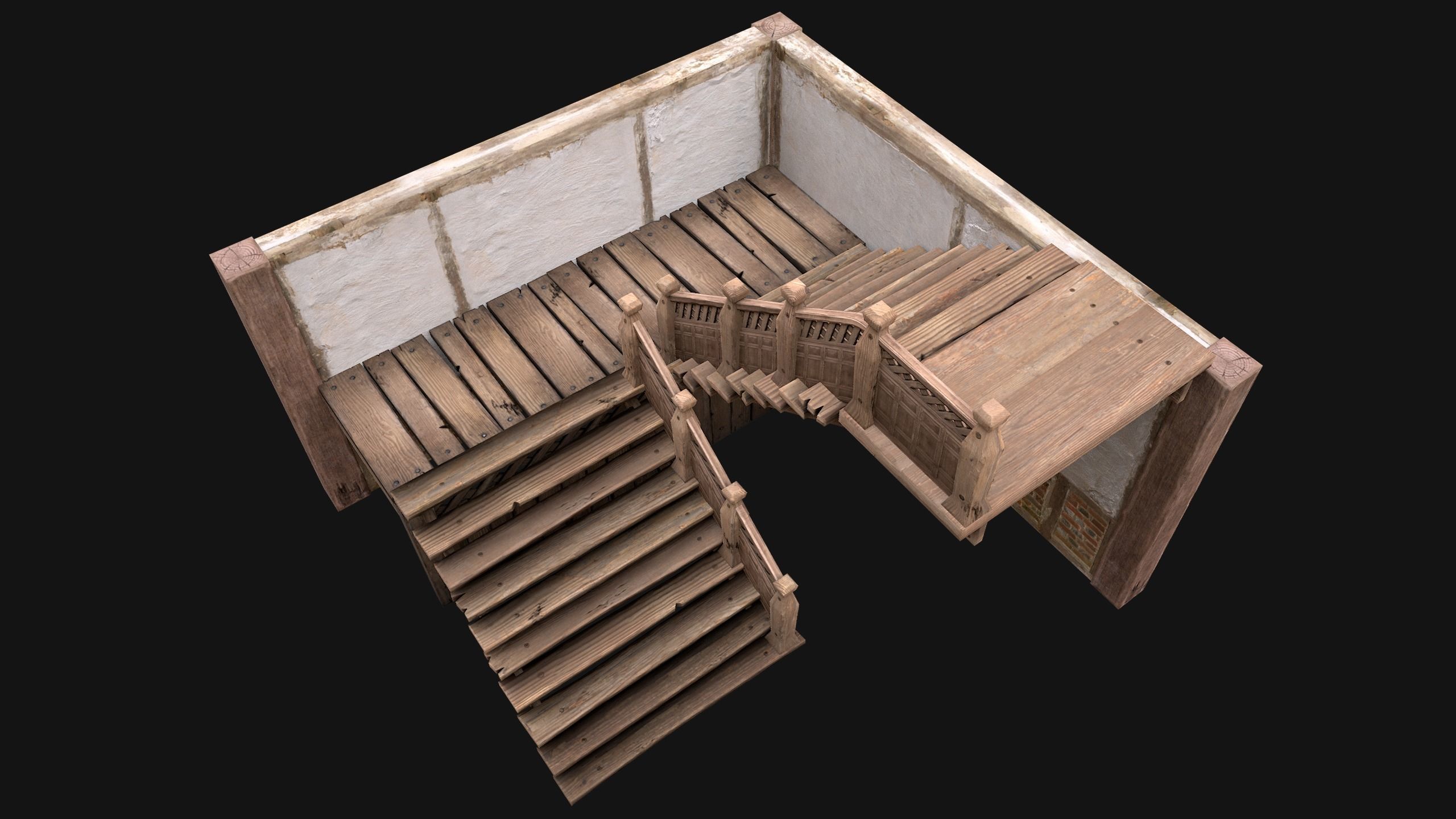 Medieval Stairs  Large Pack Low-poly 3D model_59
