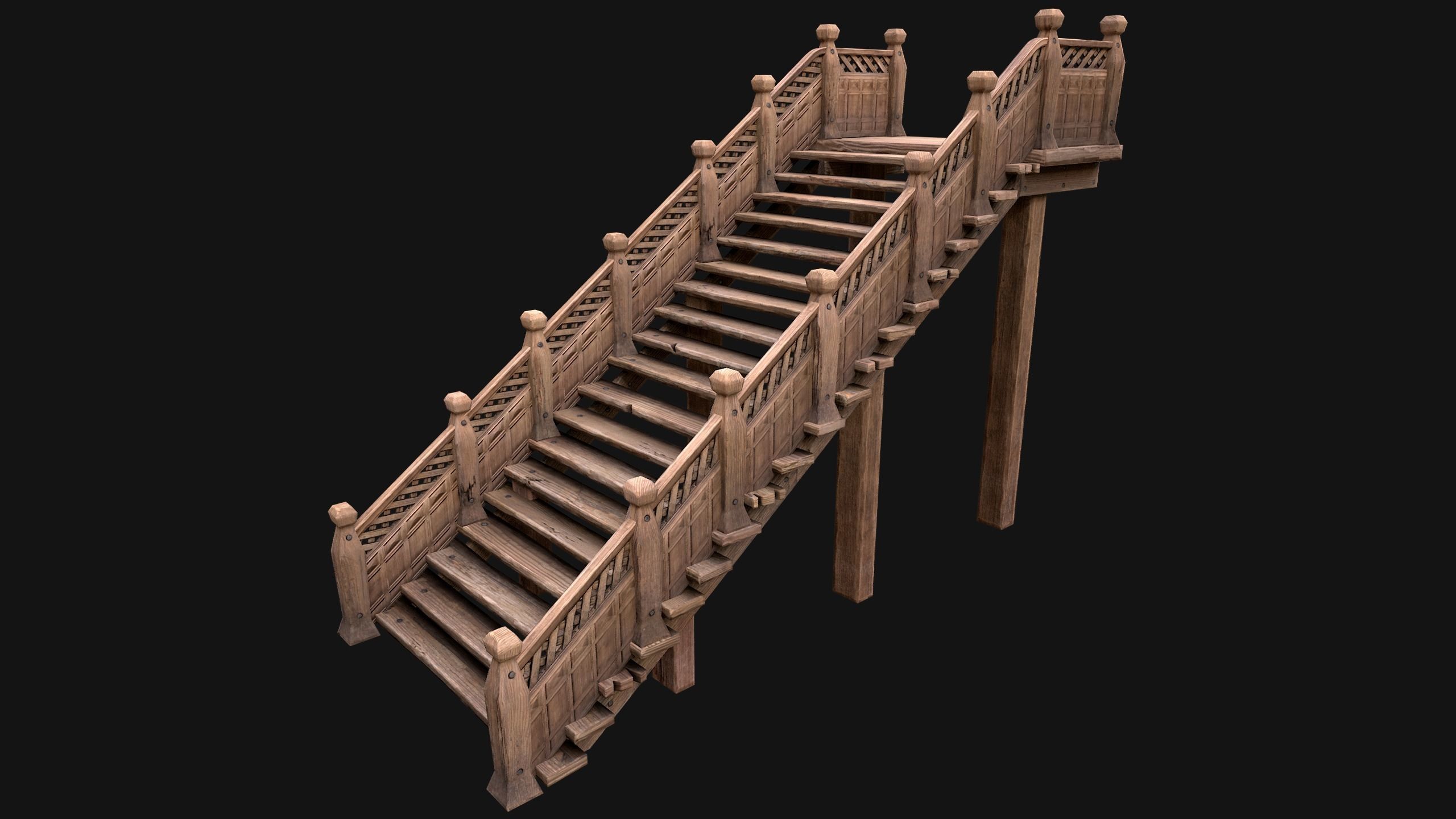 Medieval Stairs  Large Pack Low-poly 3D model_7