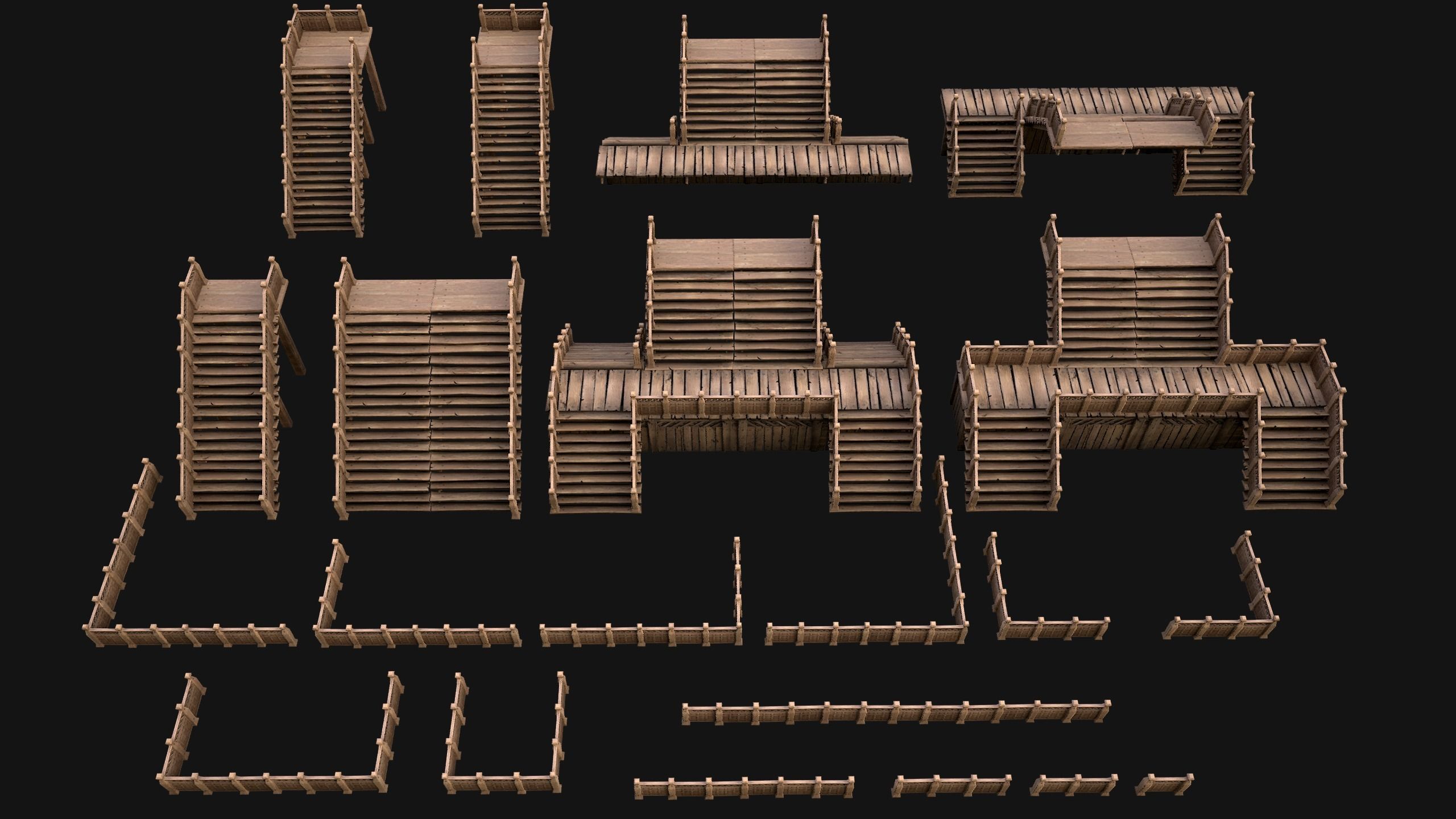 Medieval Stairs  Large Pack Low-poly 3D model_13