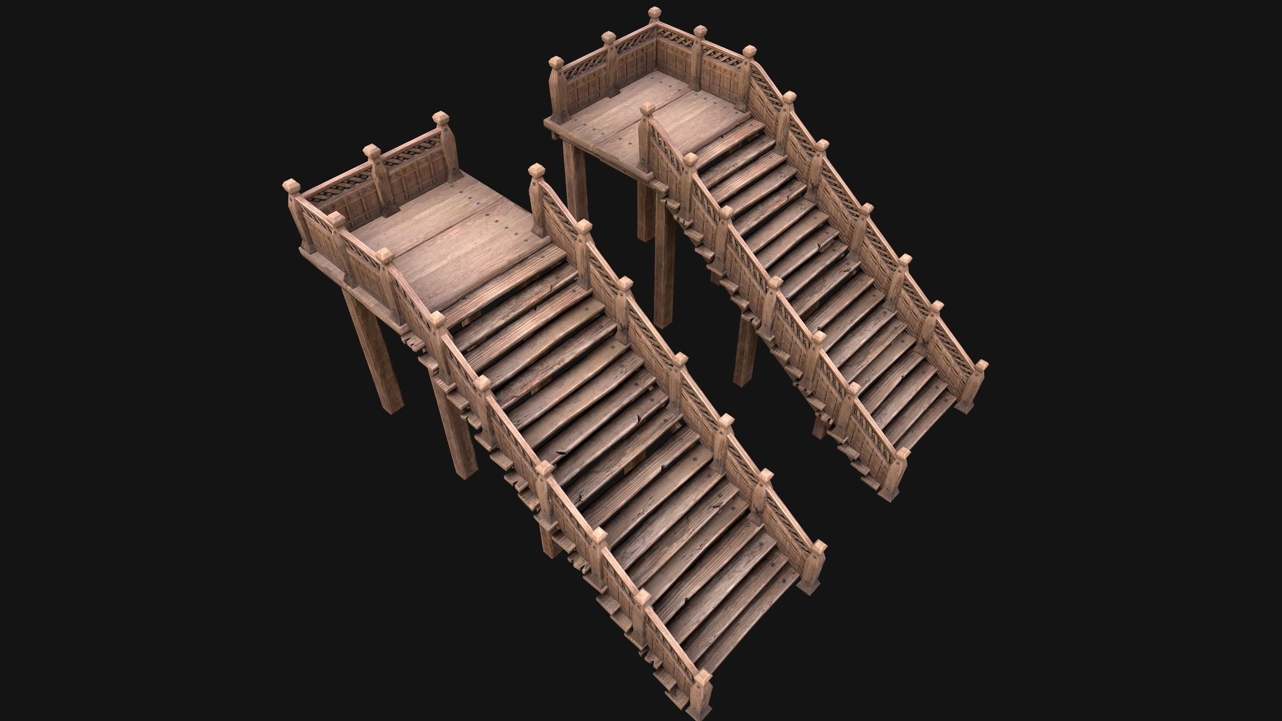 Medieval Stairs  Large Pack Low-poly 3D model_26
