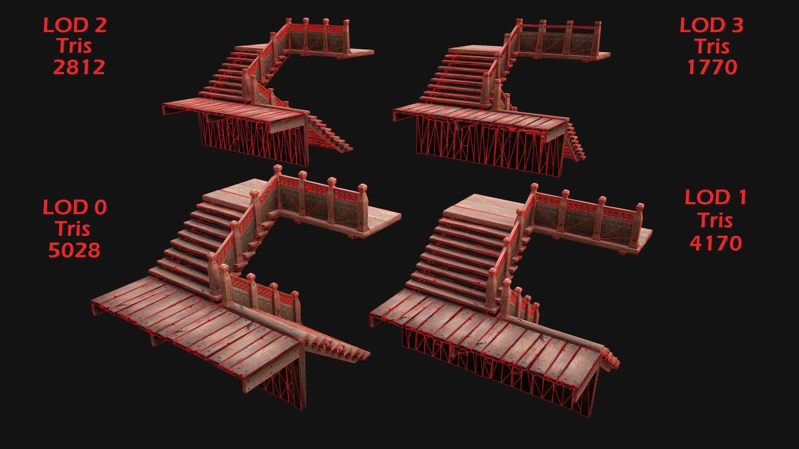 Medieval Stairs  Large Pack Low-poly 3D model_23