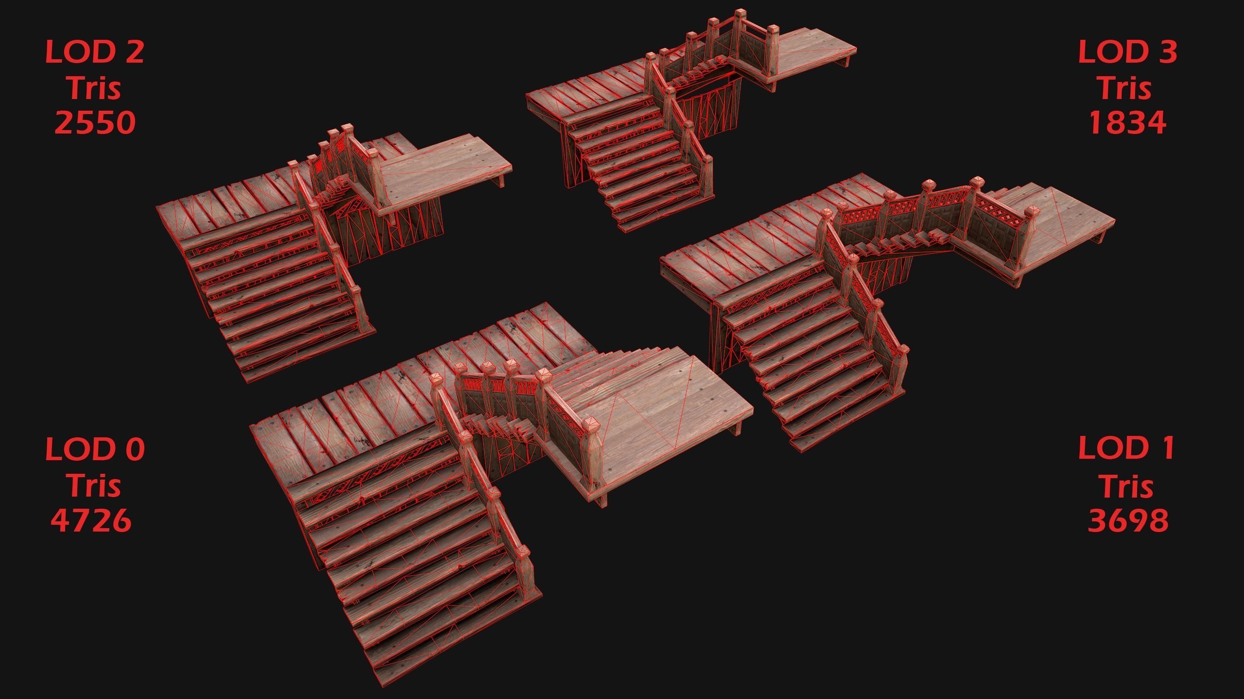 Medieval Stairs  Large Pack Low-poly 3D model_24