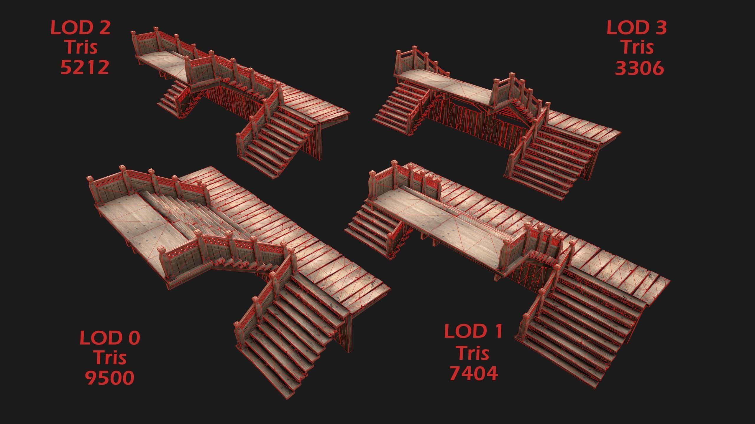 Medieval Stairs  Large Pack Low-poly 3D model_20