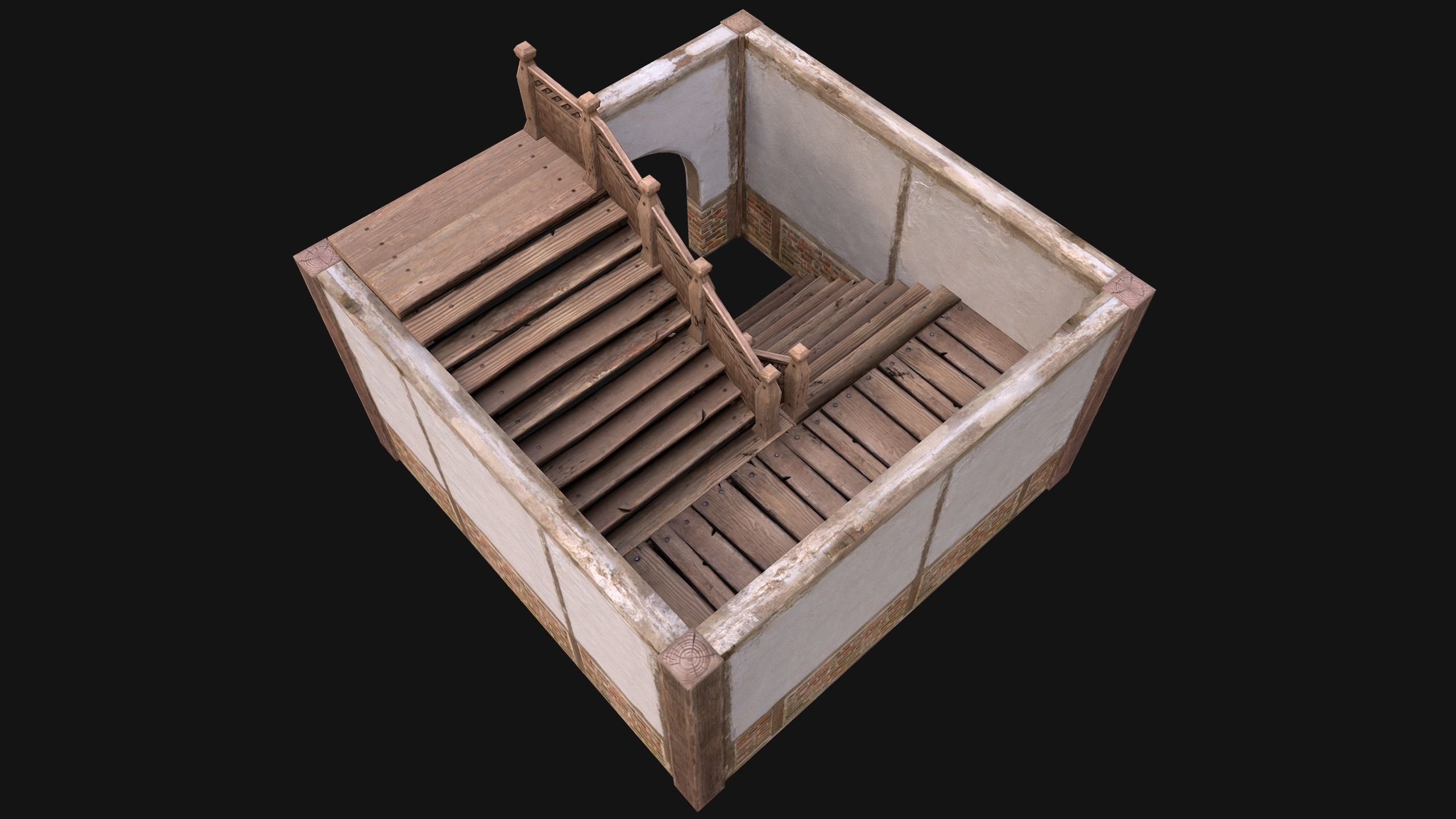 Medieval Stairs  Large Pack Low-poly 3D model_57