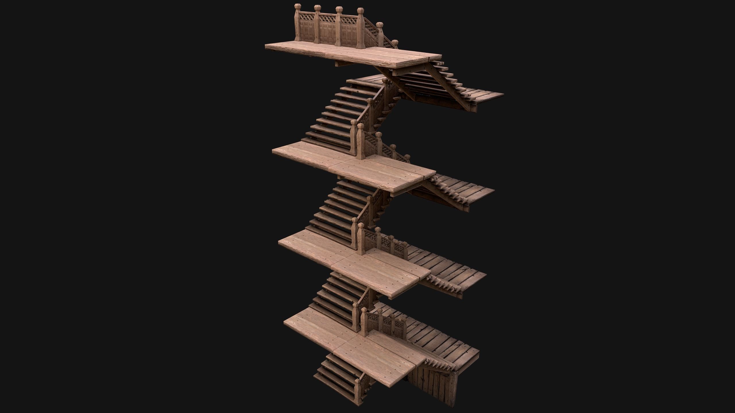 Medieval Stairs  Large Pack Low-poly 3D model_53