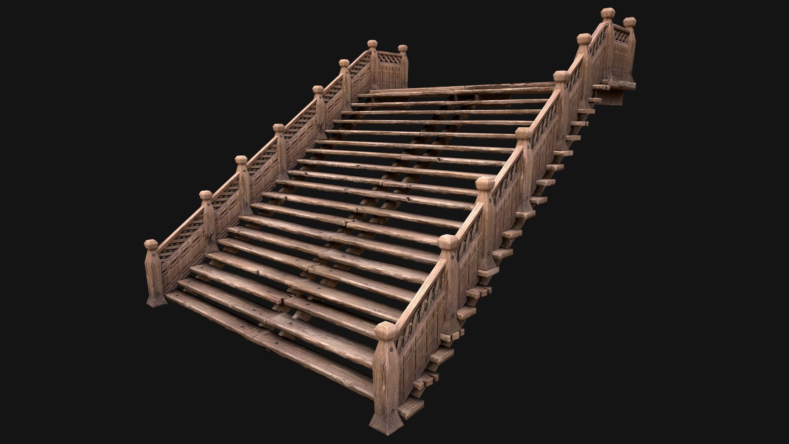 Medieval Stairs  Large Pack Low-poly 3D model_30