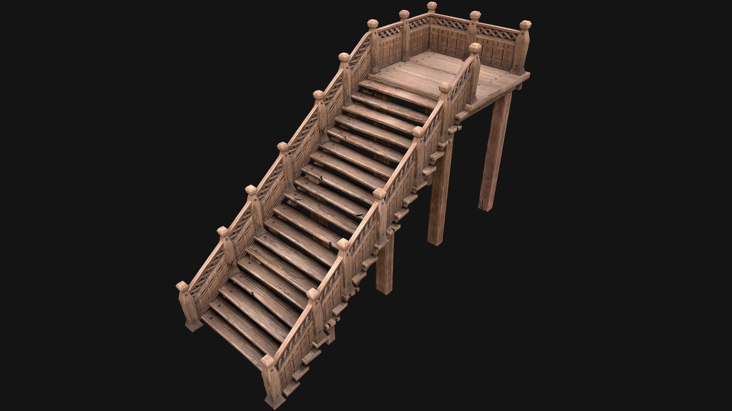 Medieval Stairs  Large Pack Low-poly 3D model_6