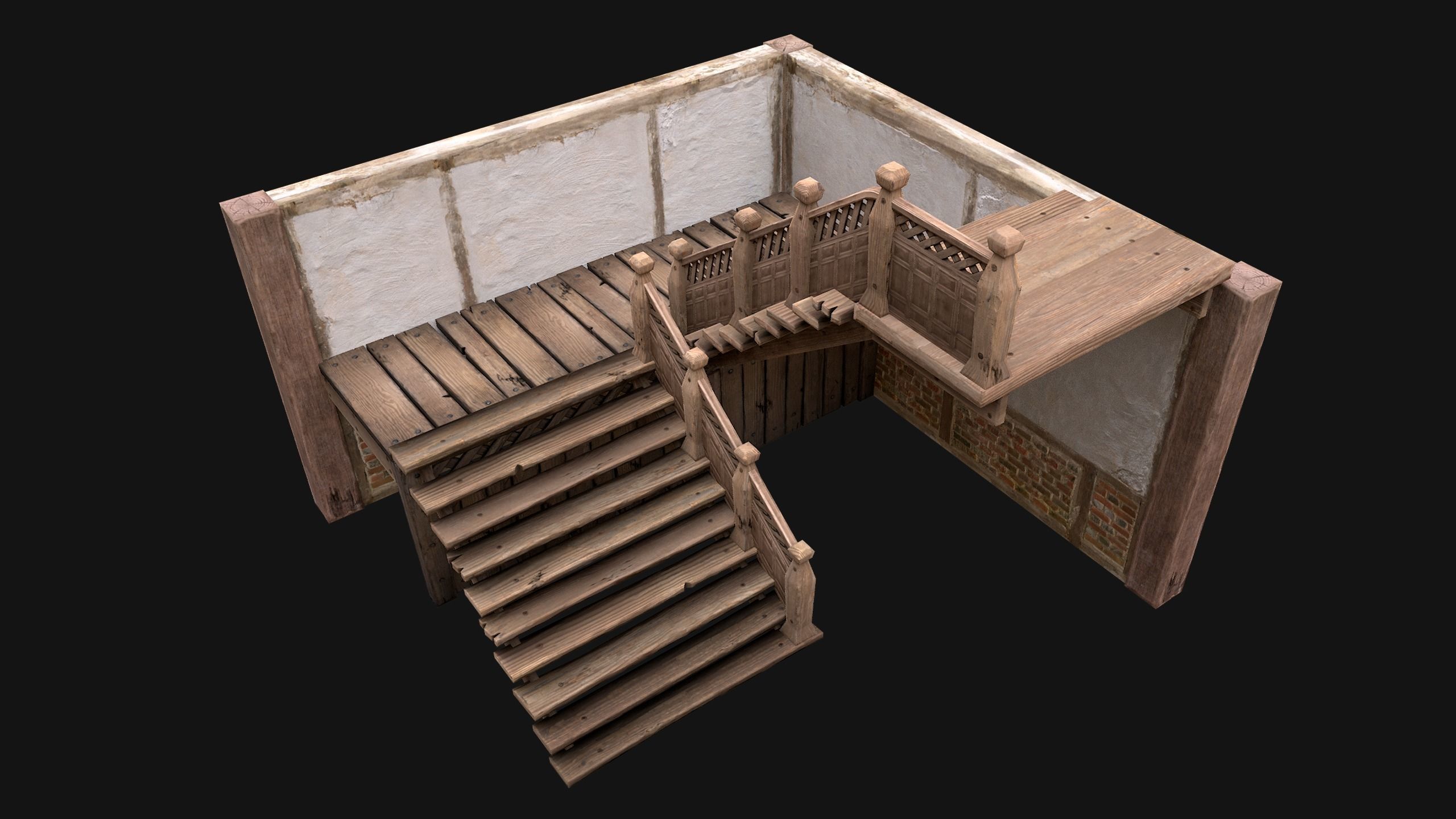 Medieval Stairs  Large Pack Low-poly 3D model_58