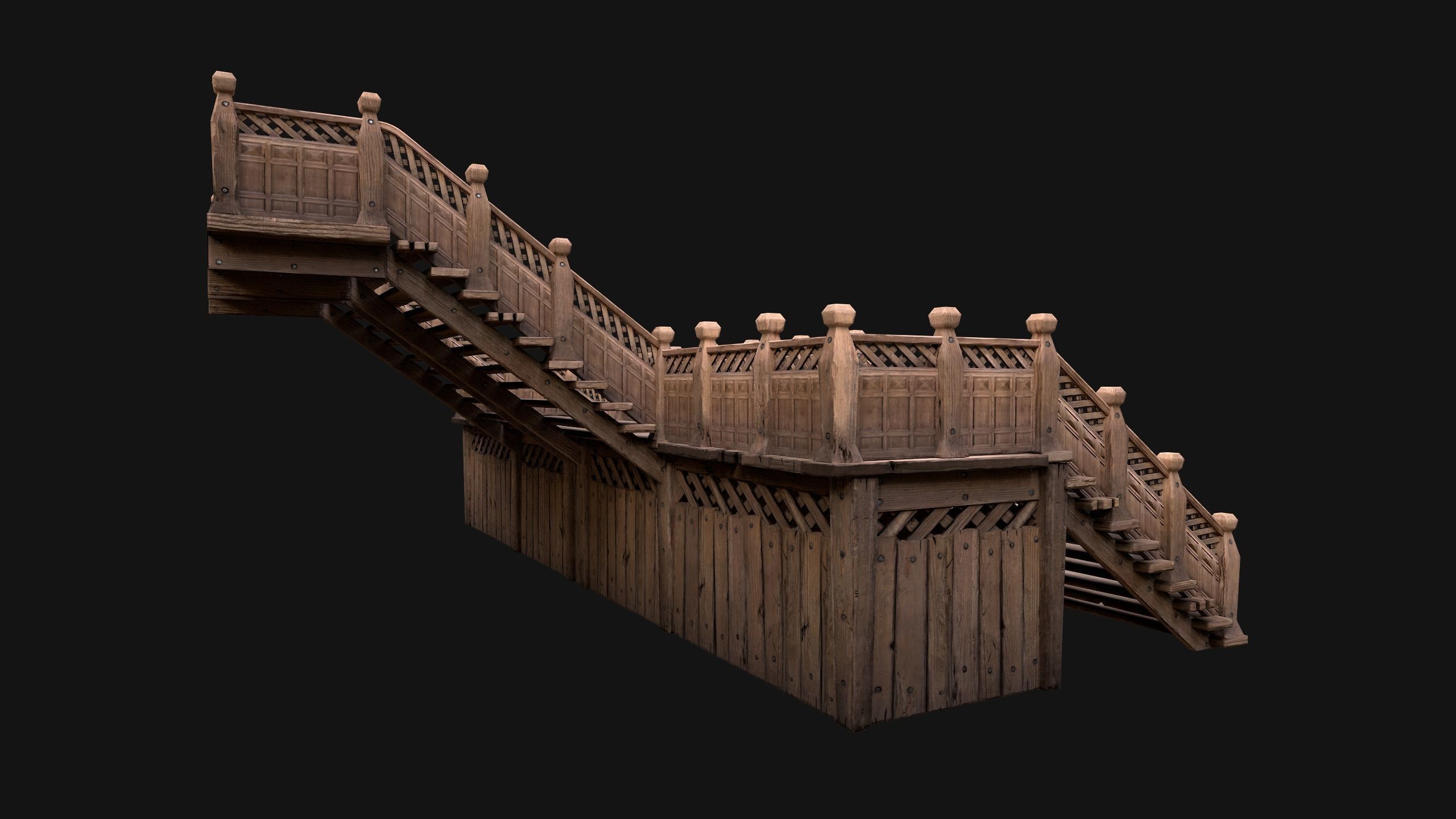 Medieval Stairs  Large Pack Low-poly 3D model_37