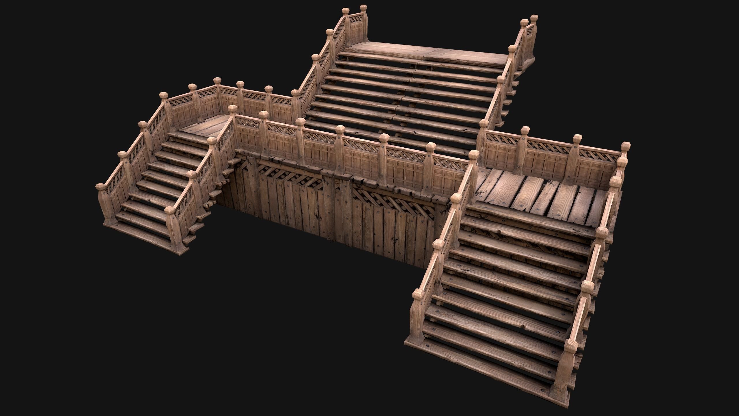 Medieval Stairs  Large Pack Low-poly 3D model_4