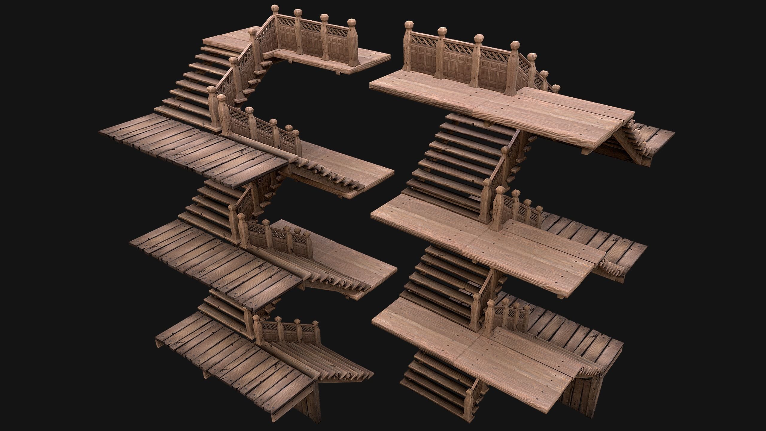 Medieval Stairs  Large Pack Low-poly 3D model_49