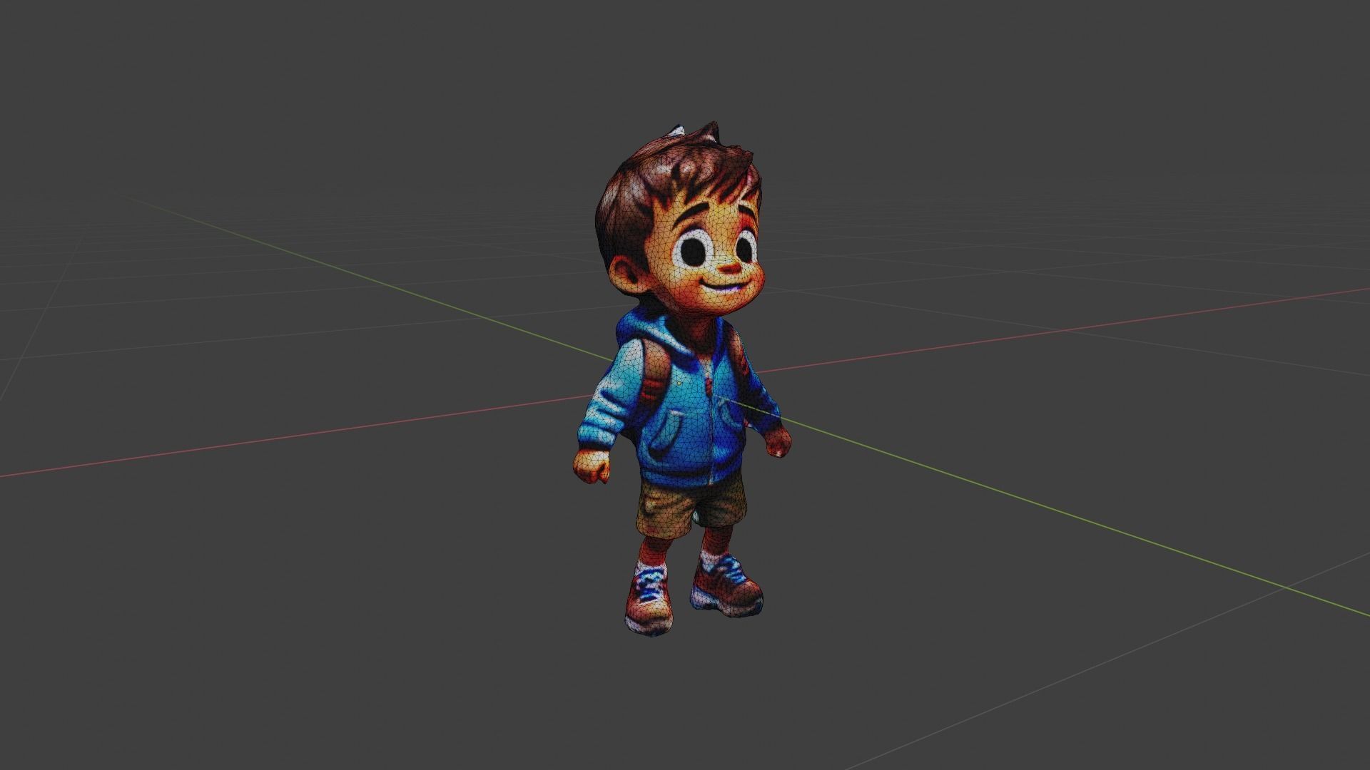Kid Cartoon Character Low-poly 3D model_7
