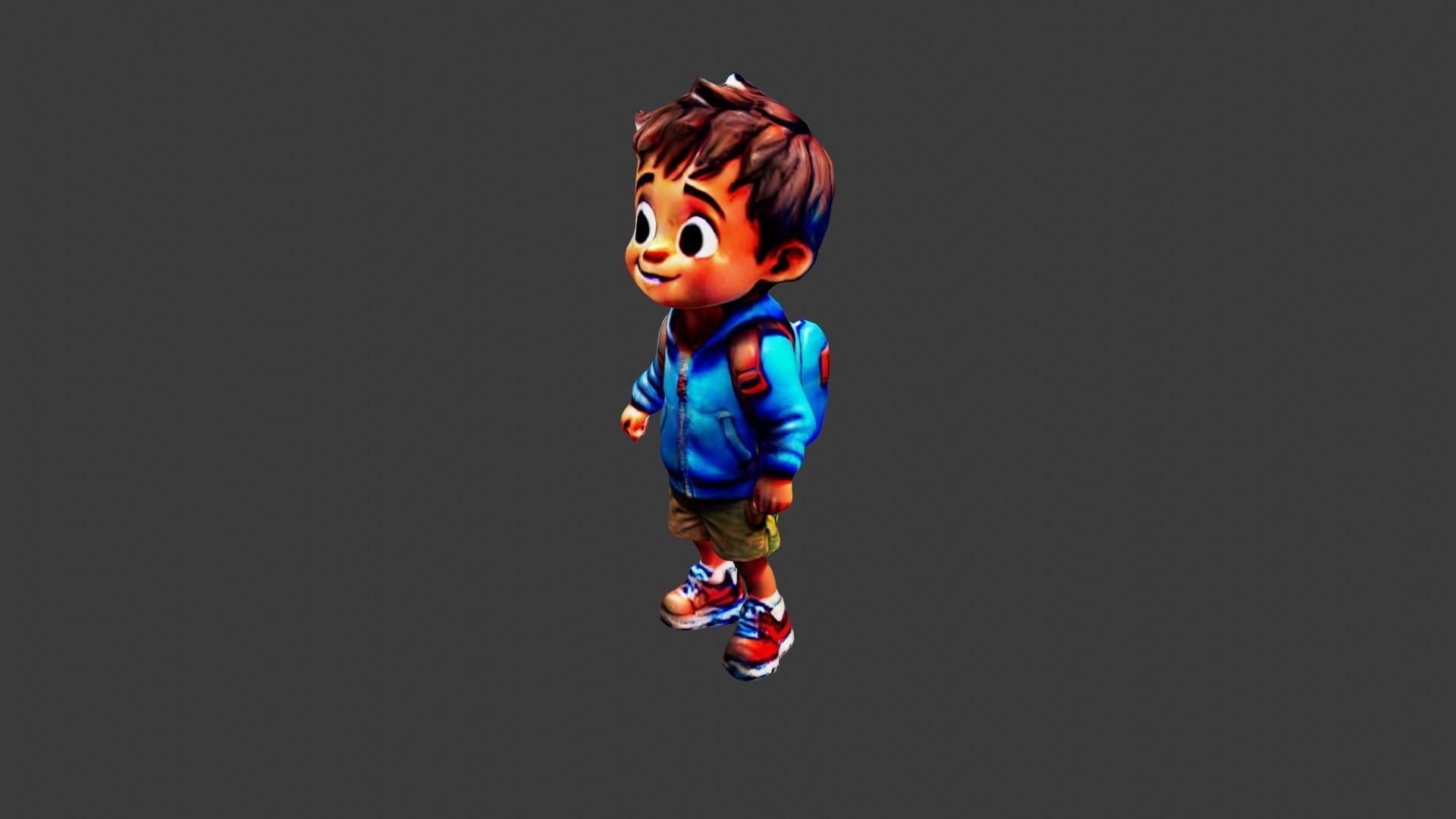 Kid Cartoon Character Low-poly 3D model_2