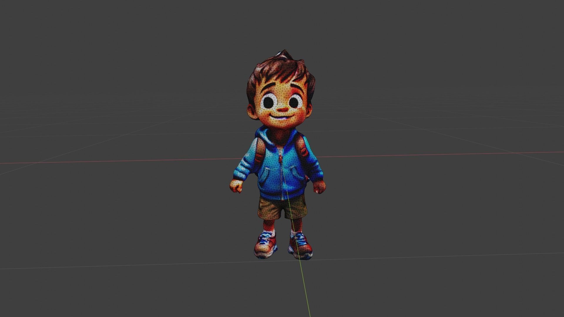 Kid Cartoon Character Low-poly 3D model_6
