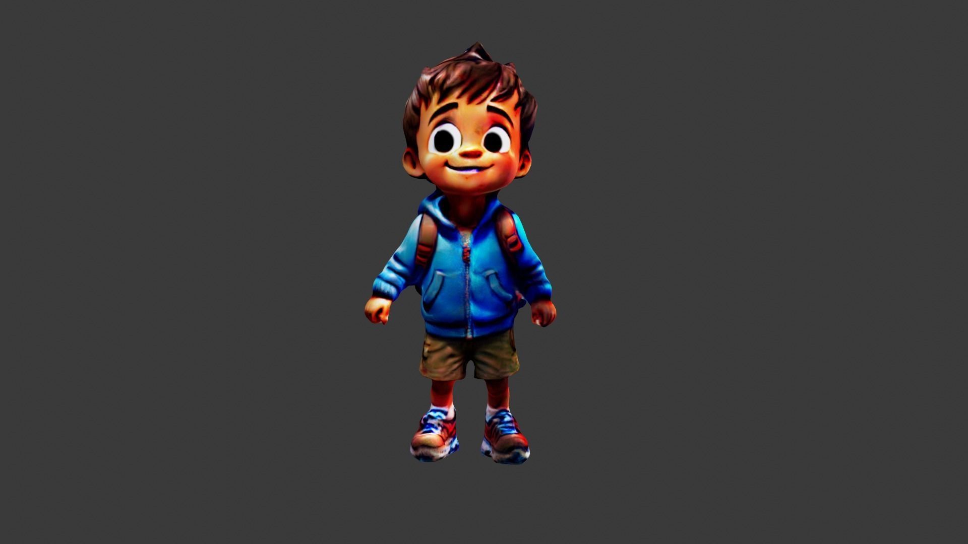 Kid Cartoon Character Low-poly 3D model_1