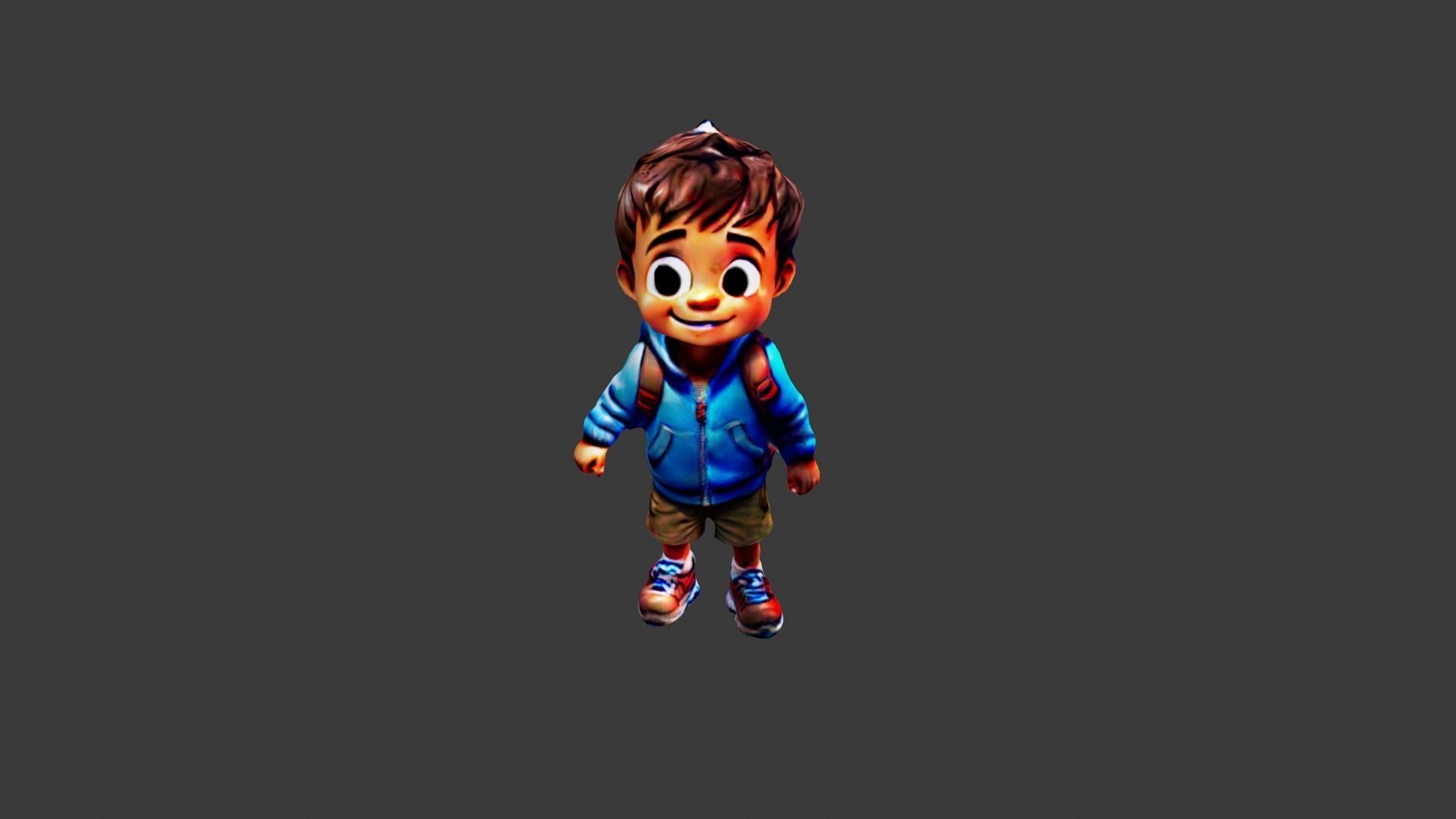 Kid Cartoon Character Low-poly 3D model_5