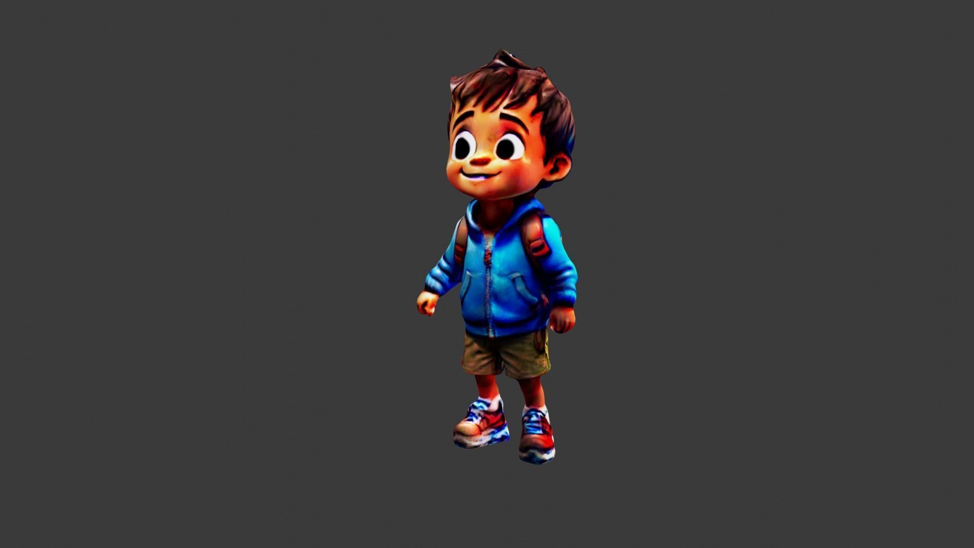 Kid Cartoon Character Low-poly 3D model_3