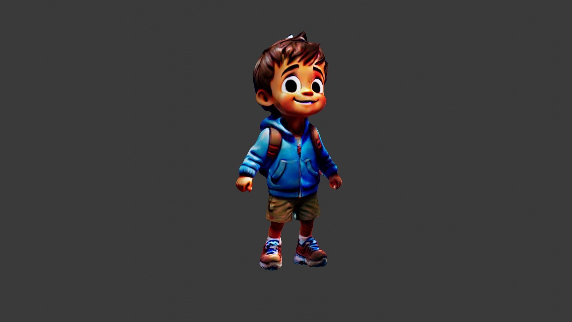 Kid Cartoon Character Low-poly 3D model_4