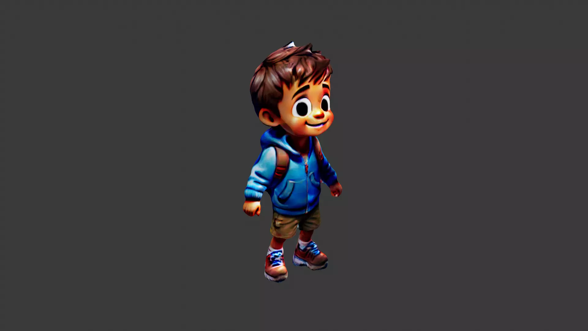 Kid Cartoon Character Low-poly 3D model_0