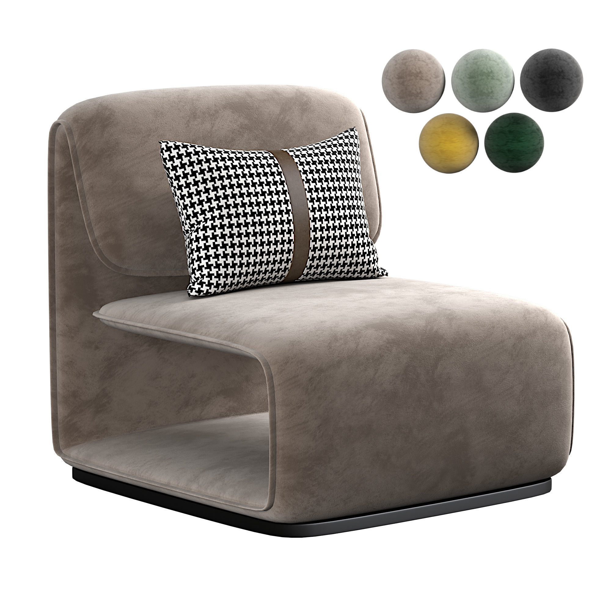 Scandinavian Modern Simple sofa Chair 3D model_1