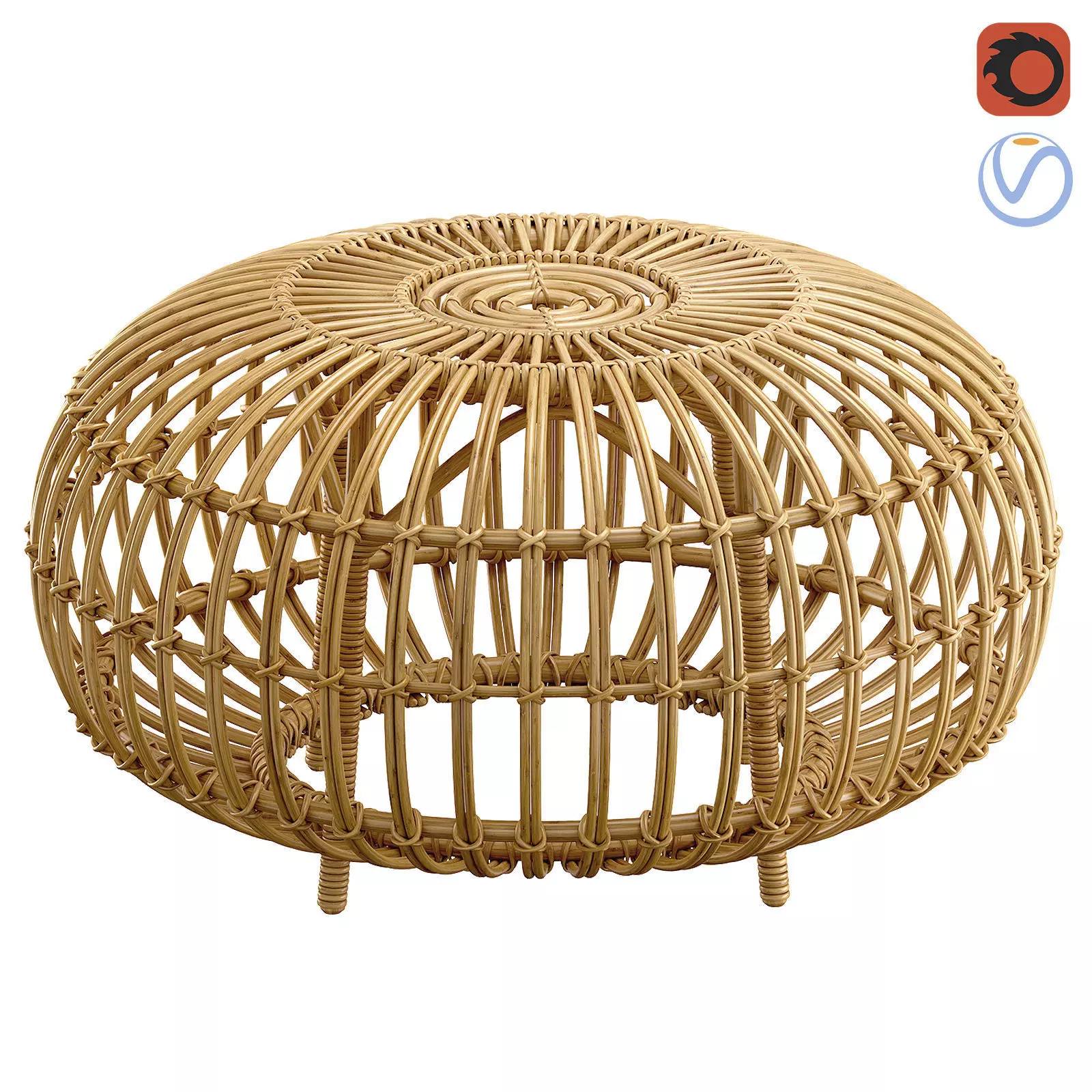 Pouf en rotin OTTOMAN de Sika Design 3D model_0