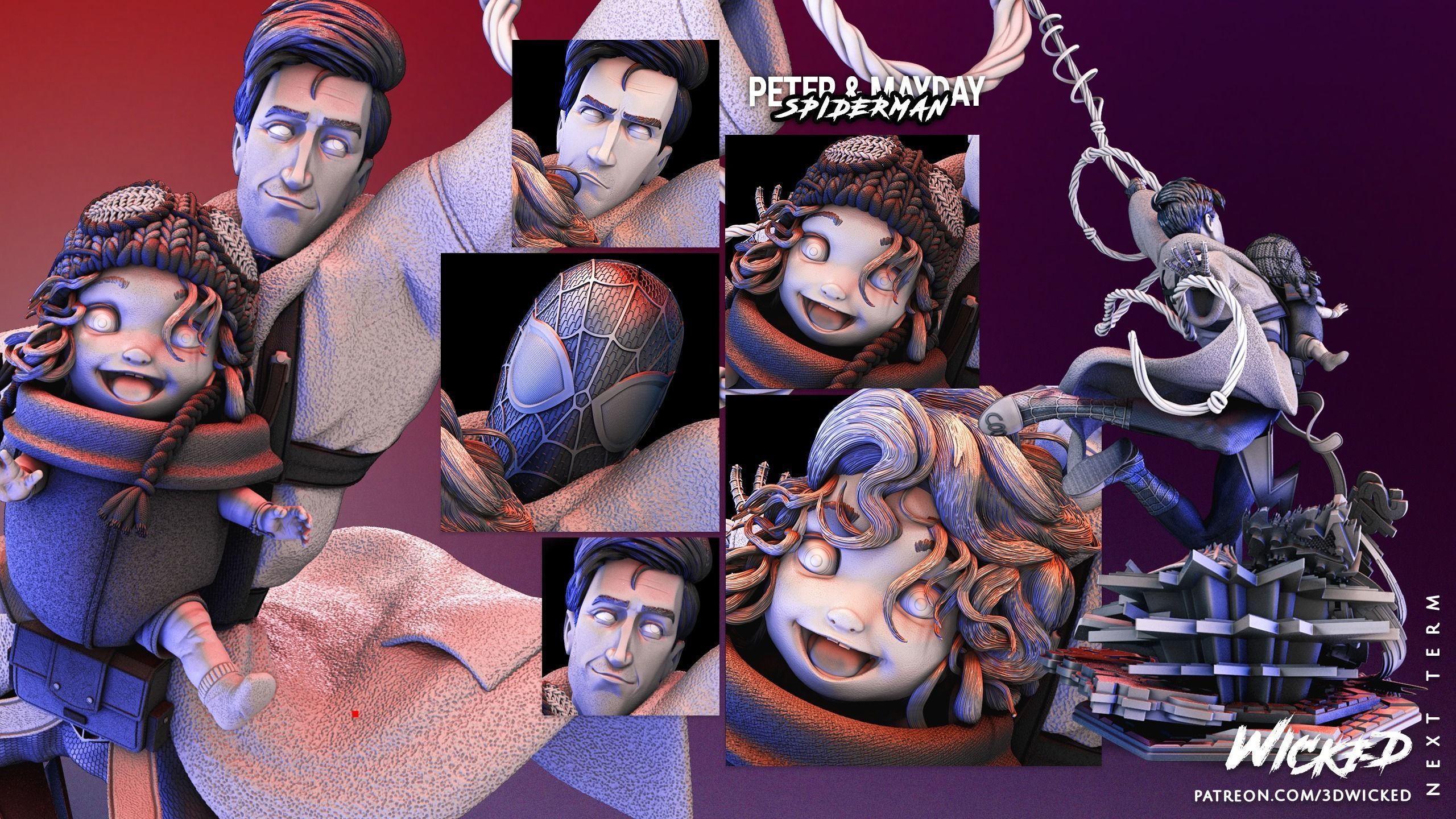 Peter B Parker and Mayday Sculpture Tested for 3D printing 3D print model_13