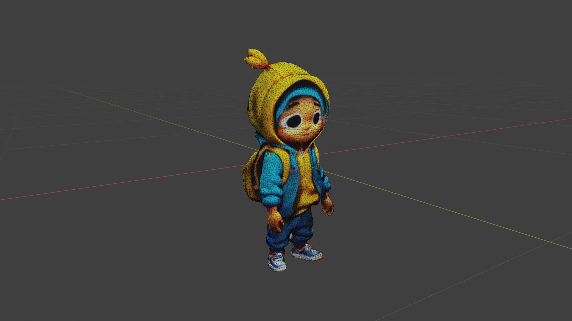 Kid Cartoon Character Low-poly 3D model_7