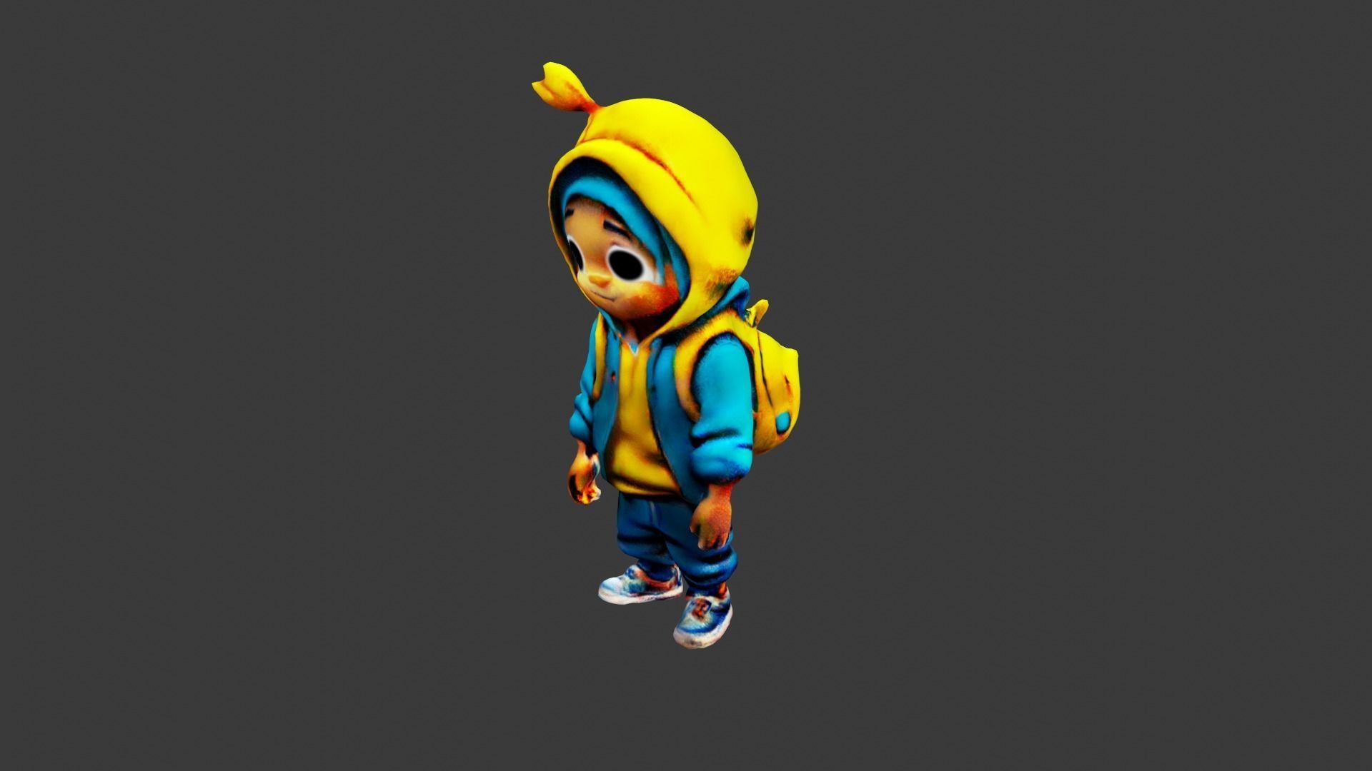 Kid Cartoon Character Low-poly 3D model_3