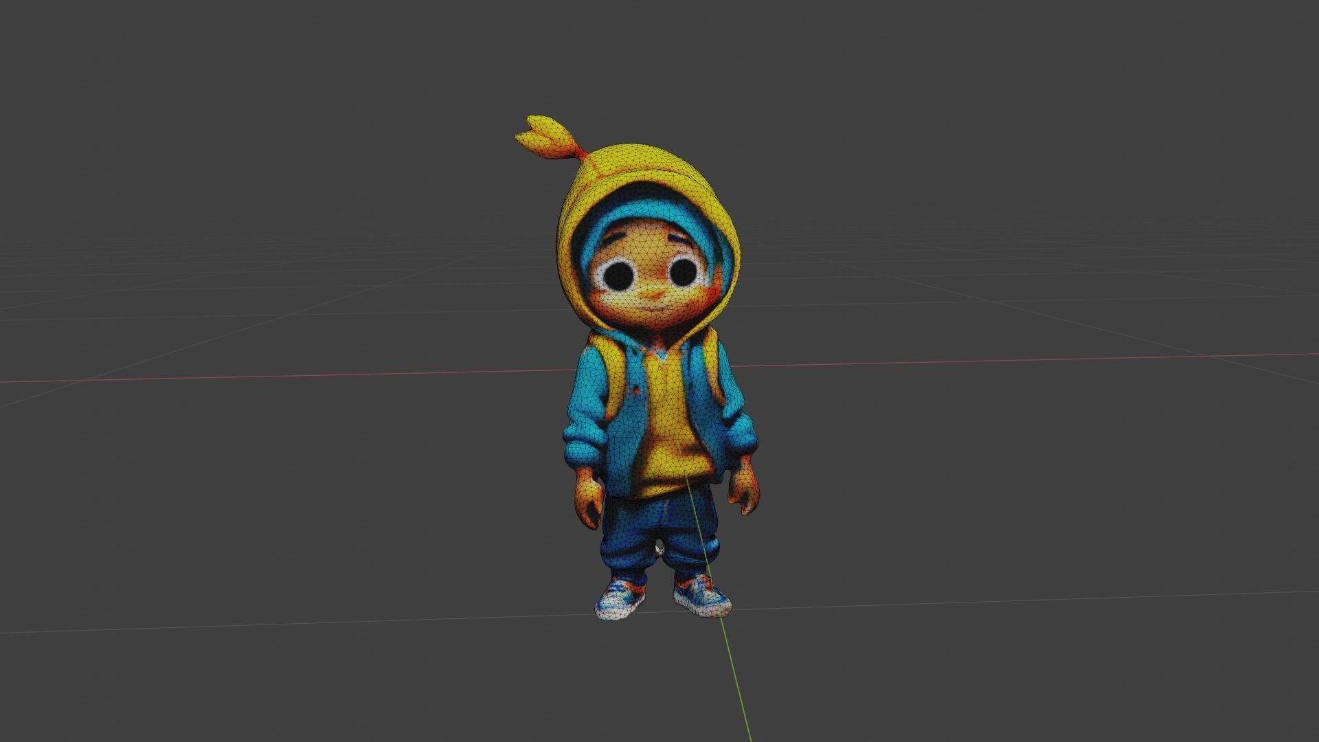 Kid Cartoon Character Low-poly 3D model_6