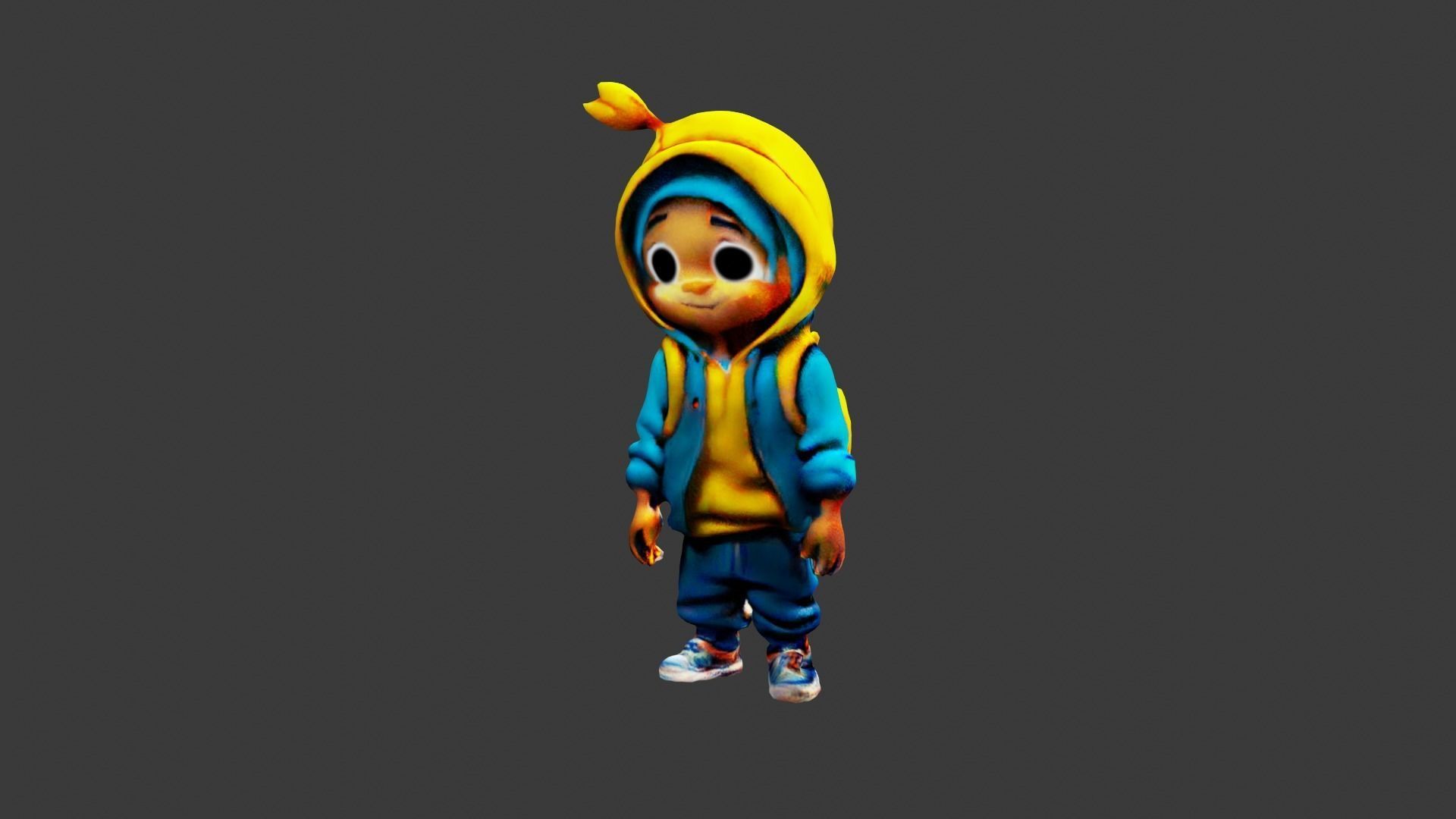 Kid Cartoon Character Low-poly 3D model_1