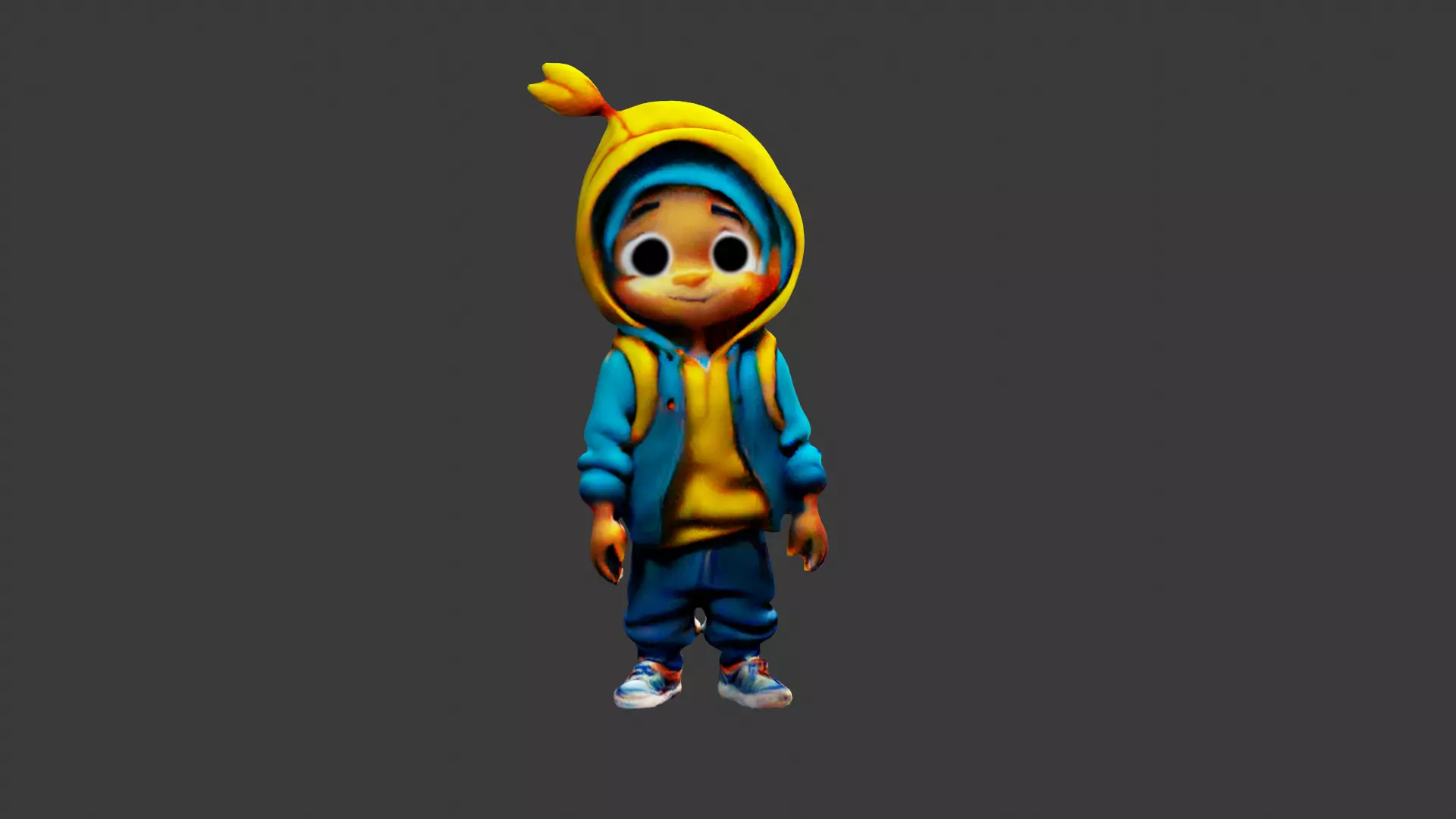 Kid Cartoon Character Low-poly 3D model_0