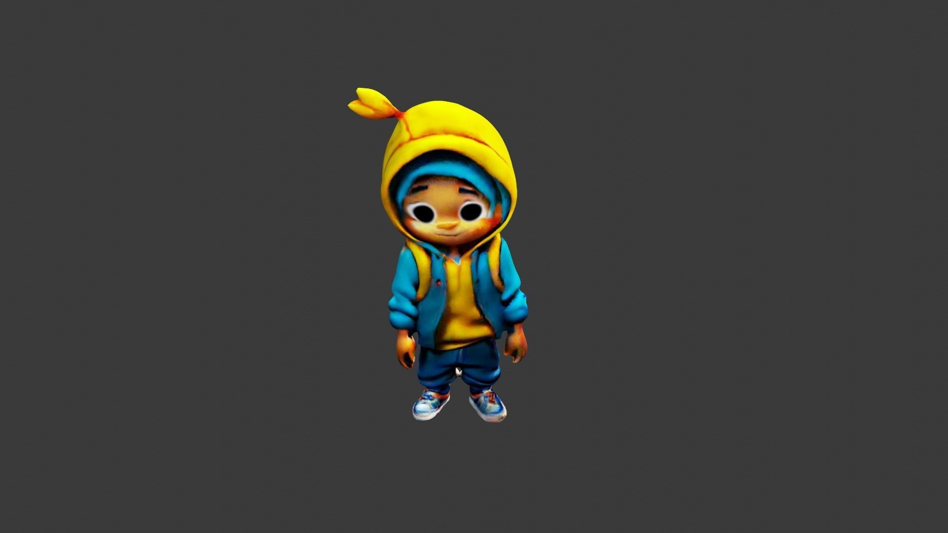 Kid Cartoon Character Low-poly 3D model_5