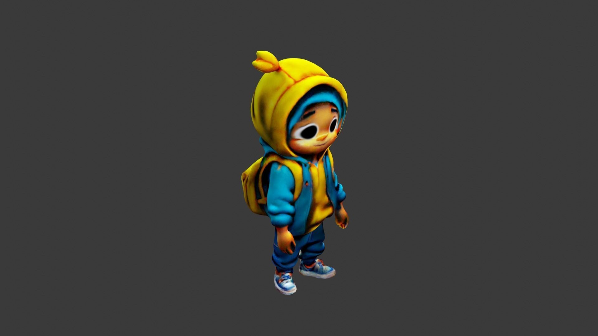 Kid Cartoon Character Low-poly 3D model_2