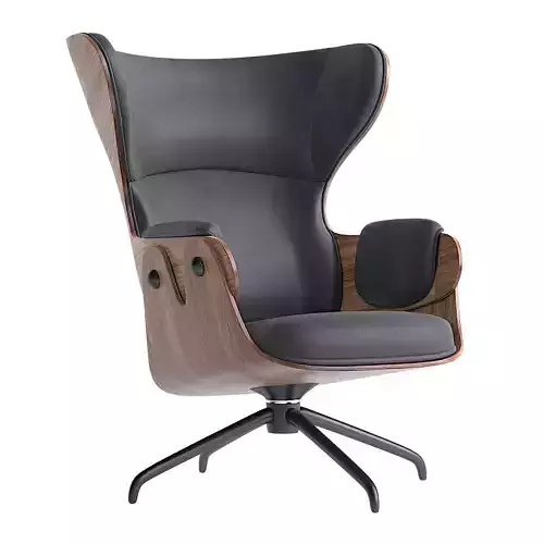 Jaime Hayon Playwood Walnut Black Upholstery Lounger Armchair