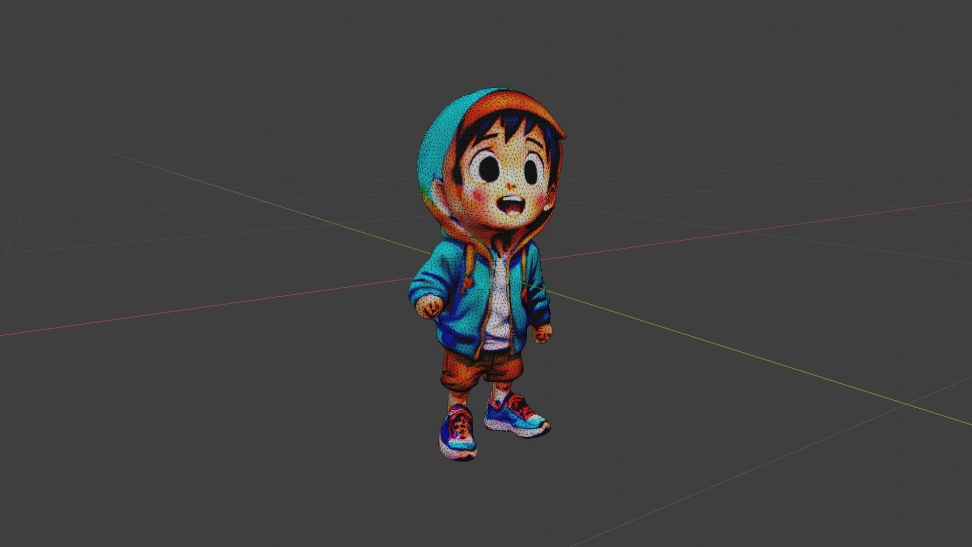 Kid Cartoon Character Low-poly 3D model_7