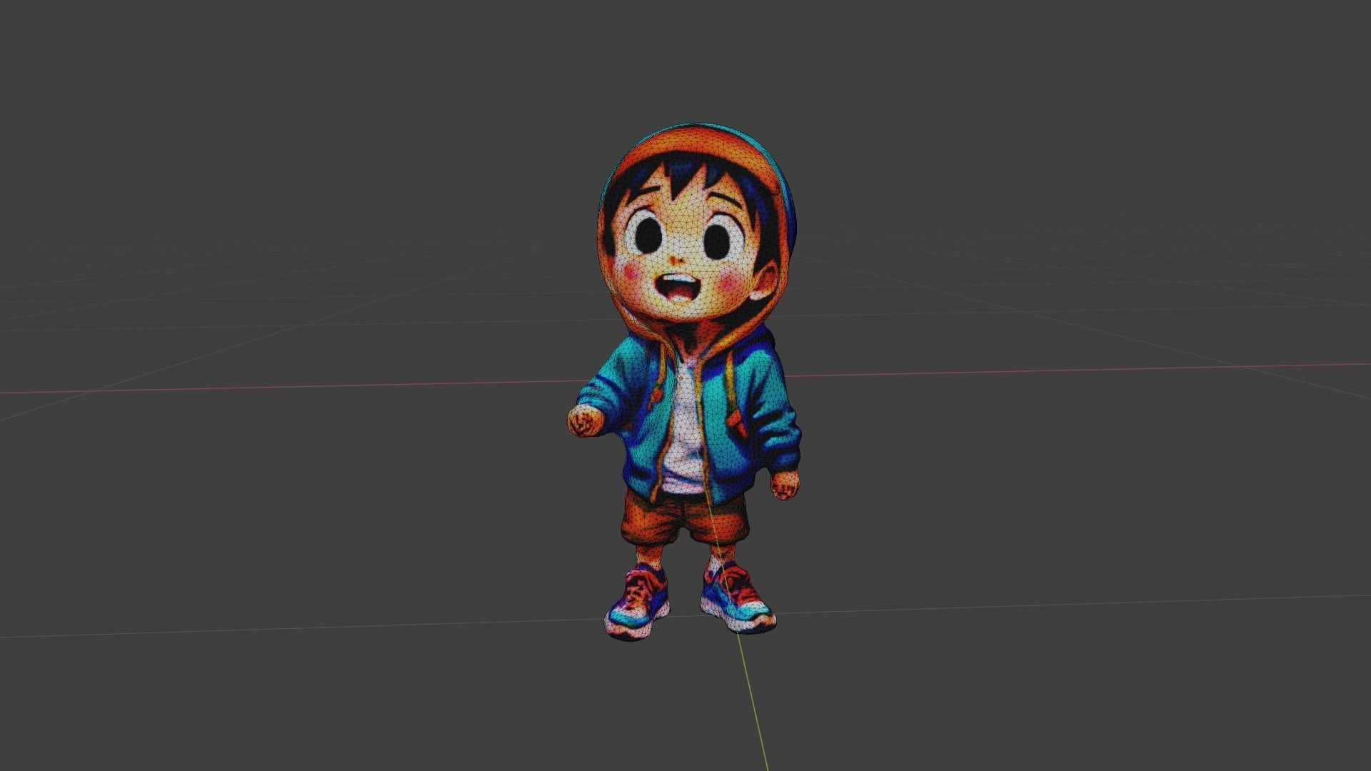 Kid Cartoon Character Low-poly 3D model_6