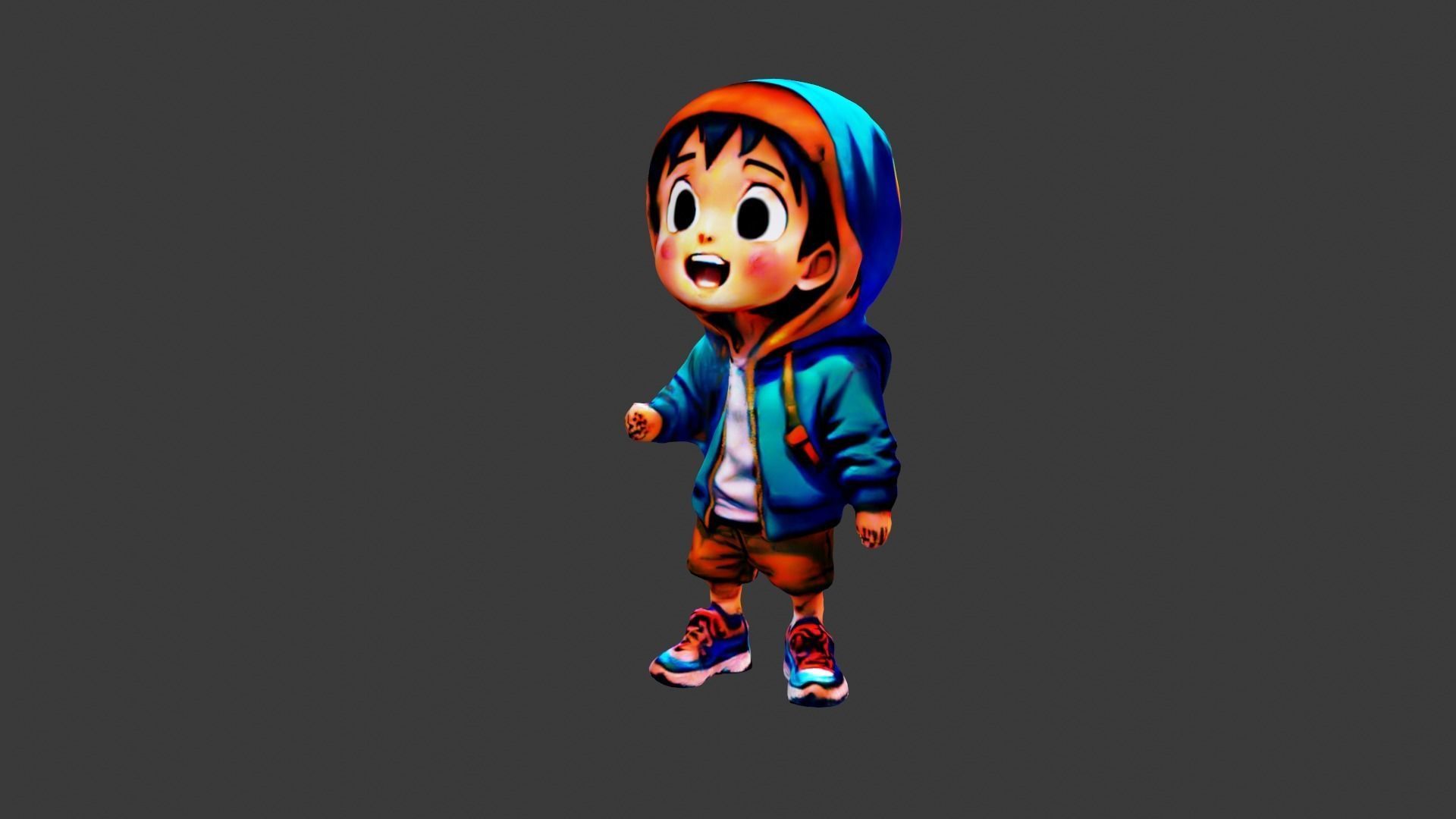 Kid Cartoon Character Low-poly 3D model_1