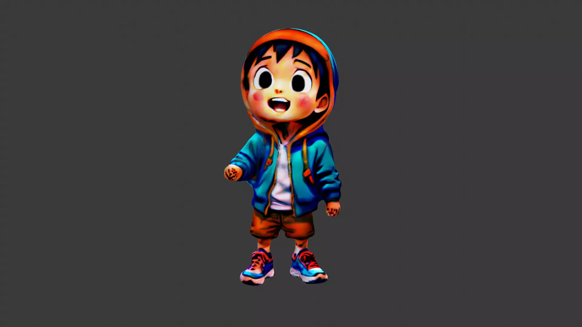 Kid Cartoon Character Low-poly 3D model_0