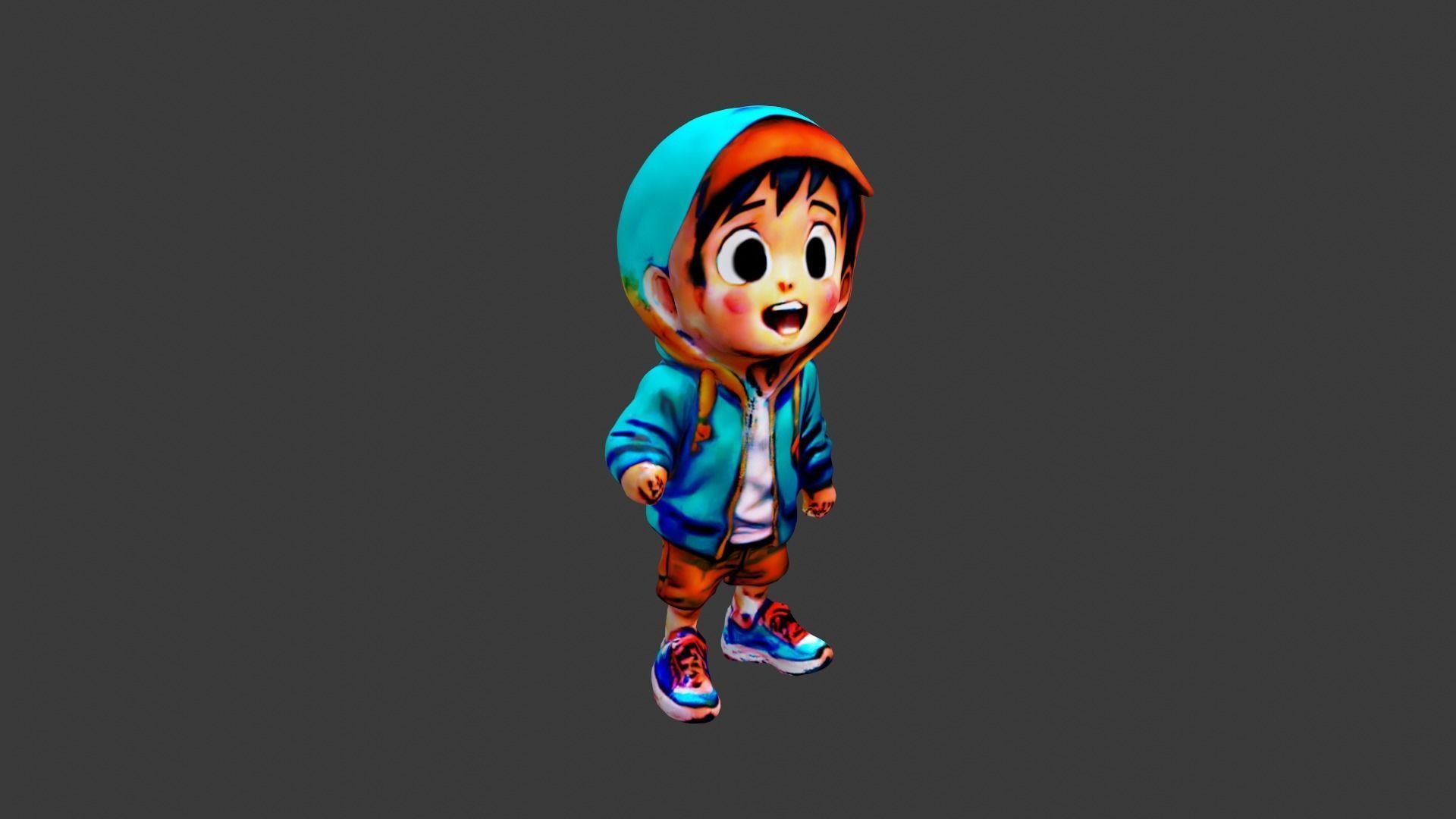Kid Cartoon Character Low-poly 3D model_2