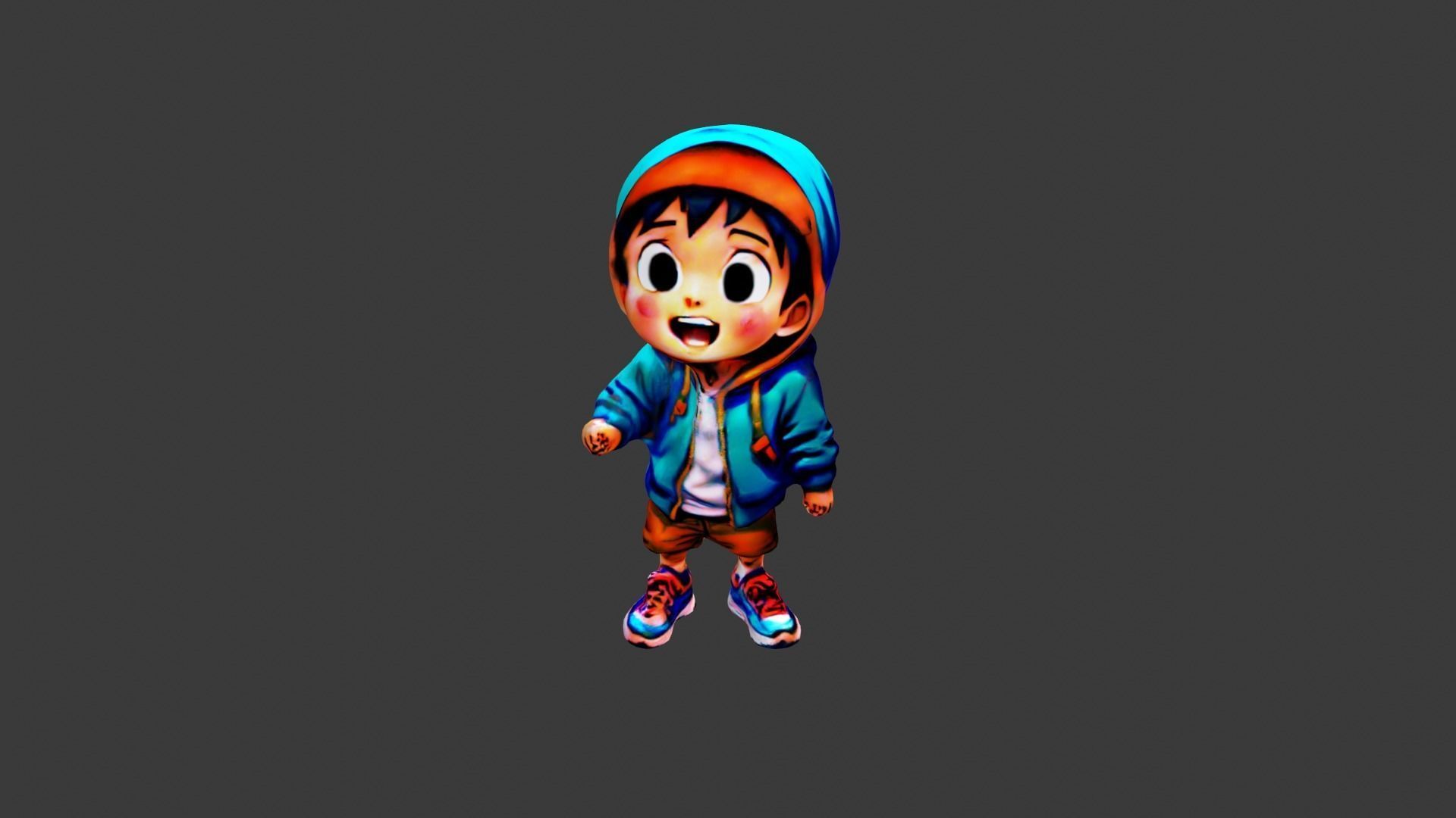 Kid Cartoon Character Low-poly 3D model_5