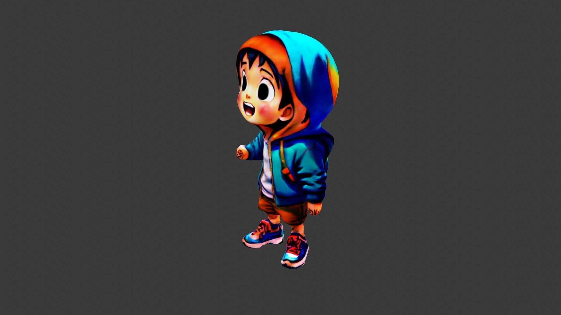 Kid Cartoon Character Low-poly 3D model_3