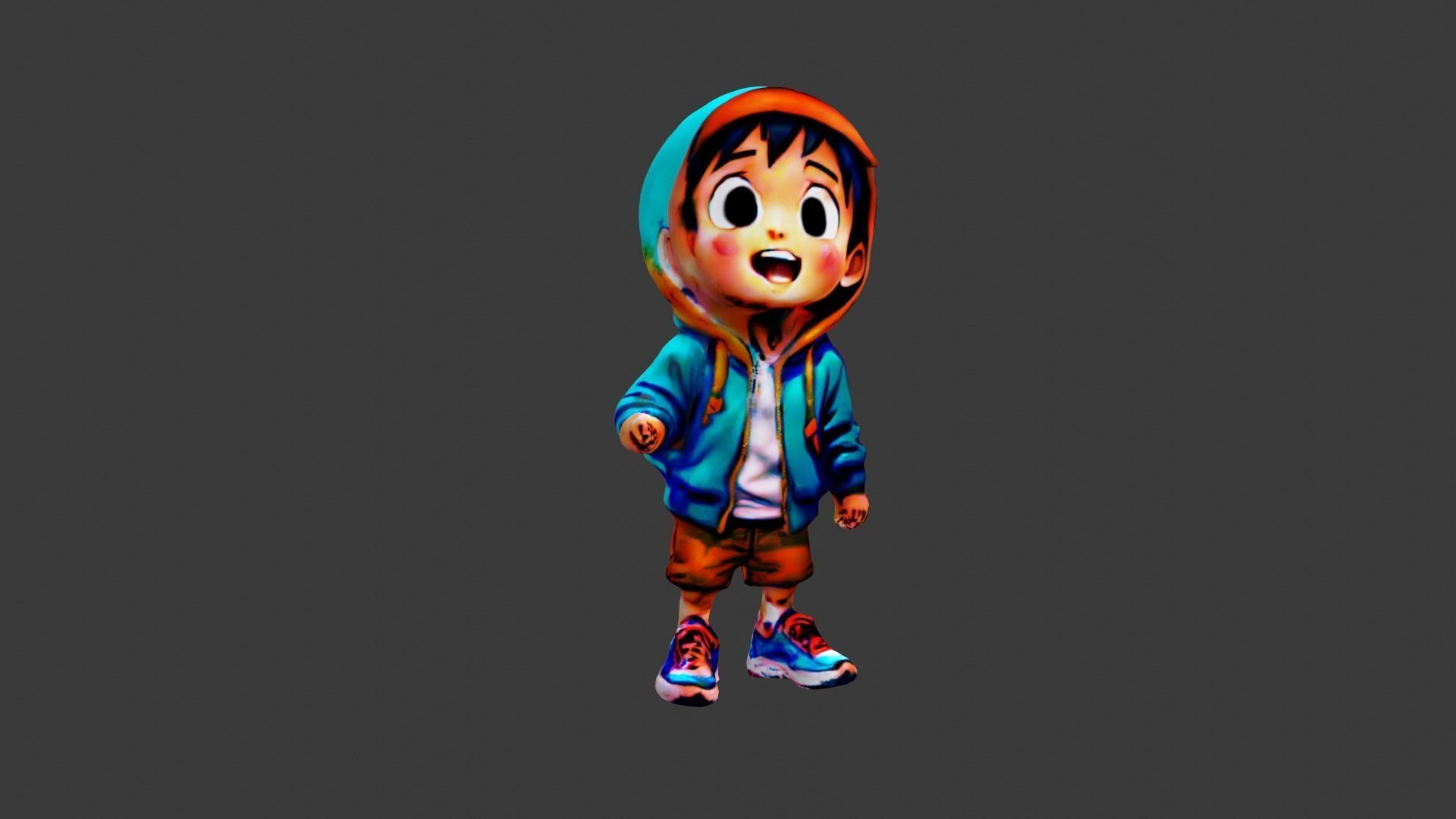 Kid Cartoon Character Low-poly 3D model_4