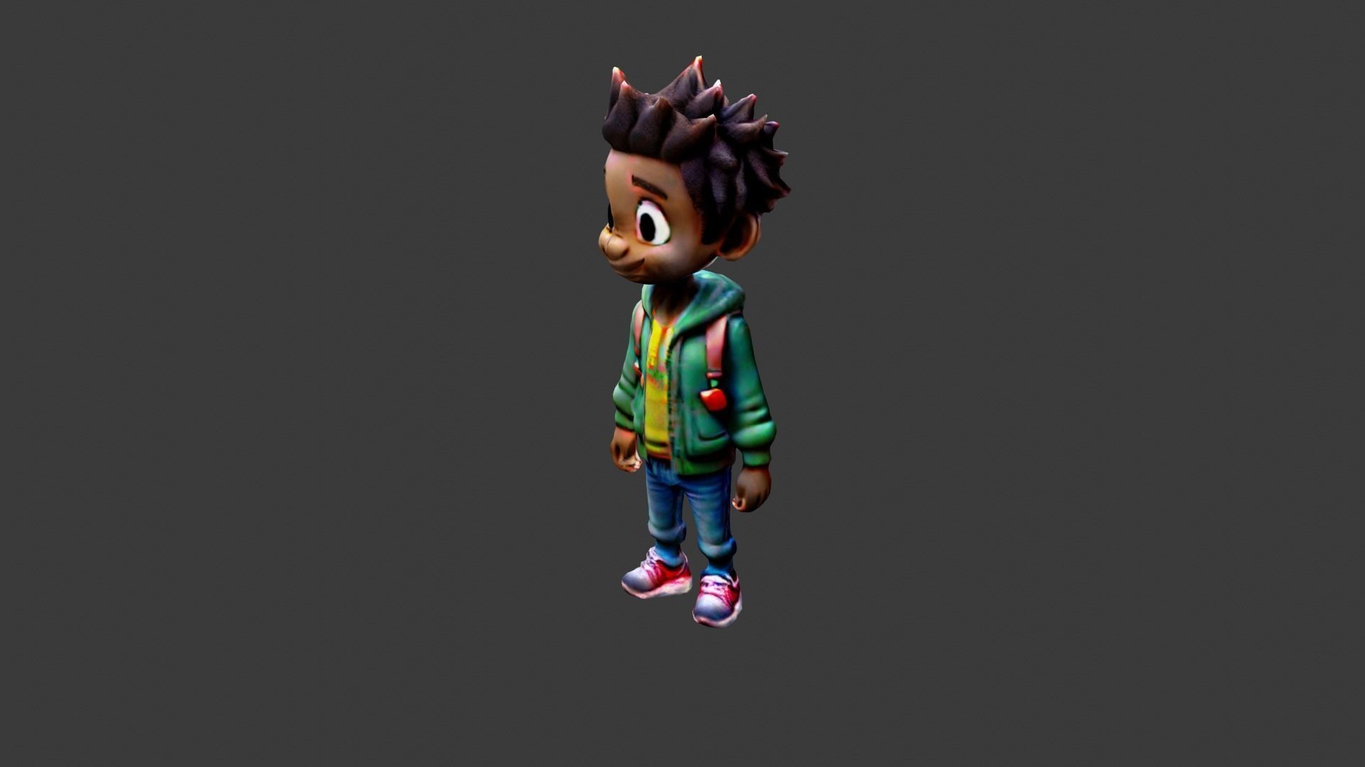 Kid Cartoon Character Low-poly 3D model_1