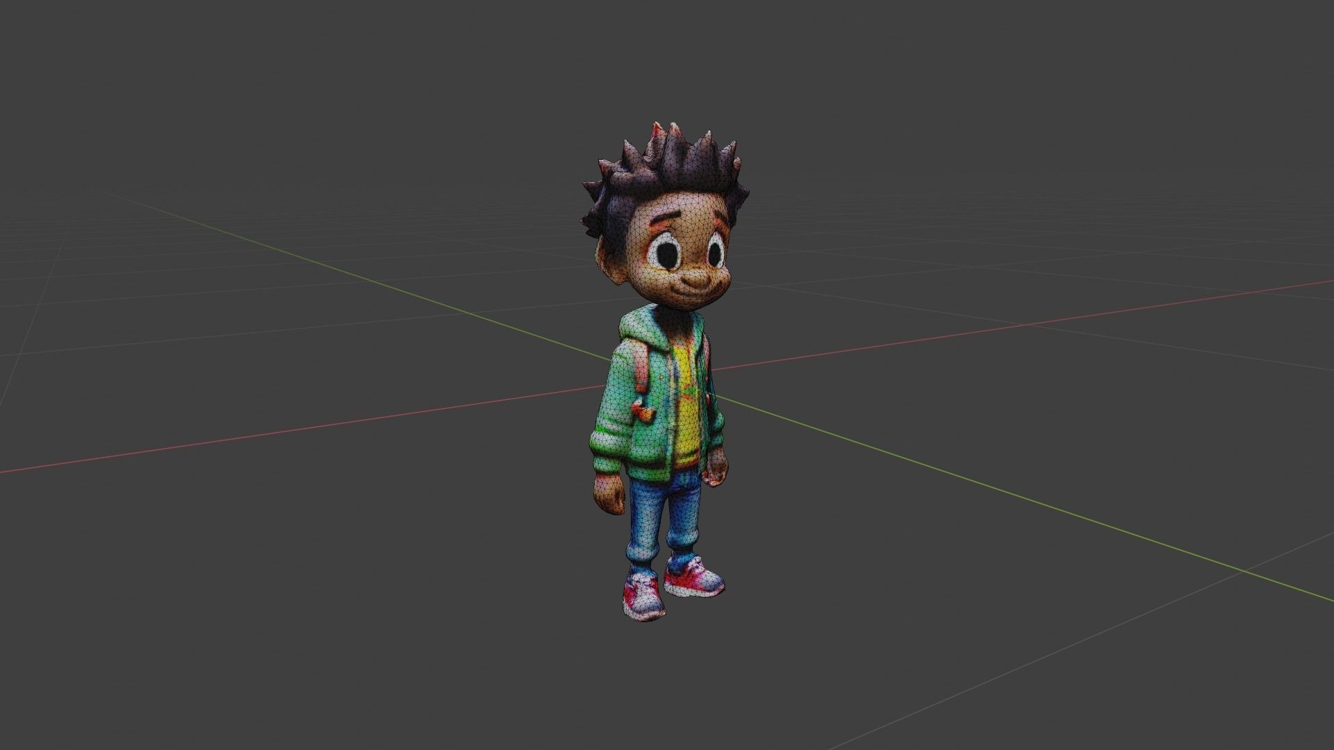Kid Cartoon Character Low-poly 3D model_7