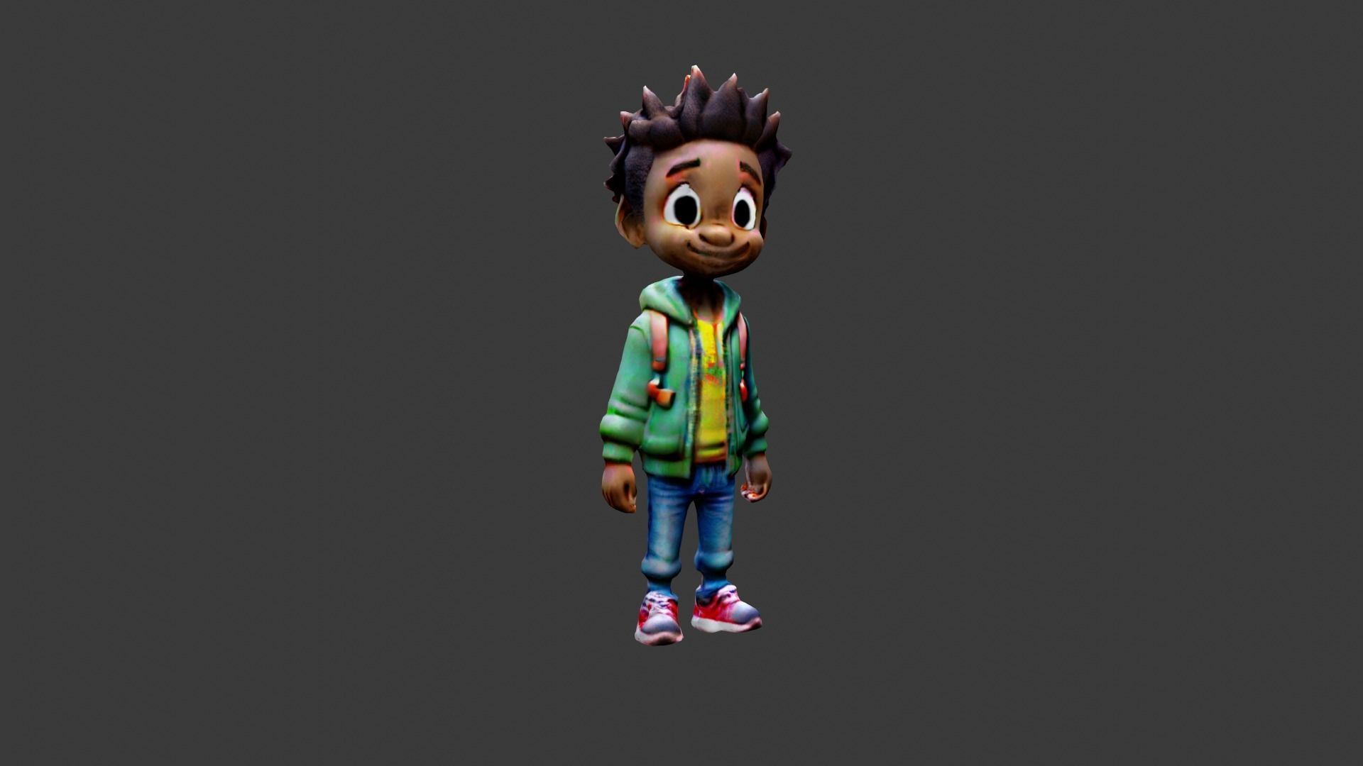 Kid Cartoon Character Low-poly 3D model_4