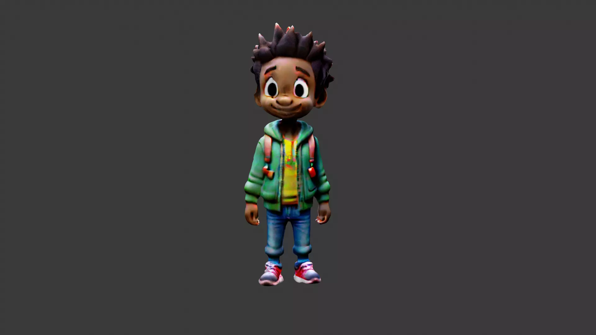 Kid Cartoon Character Low-poly 3D model_0